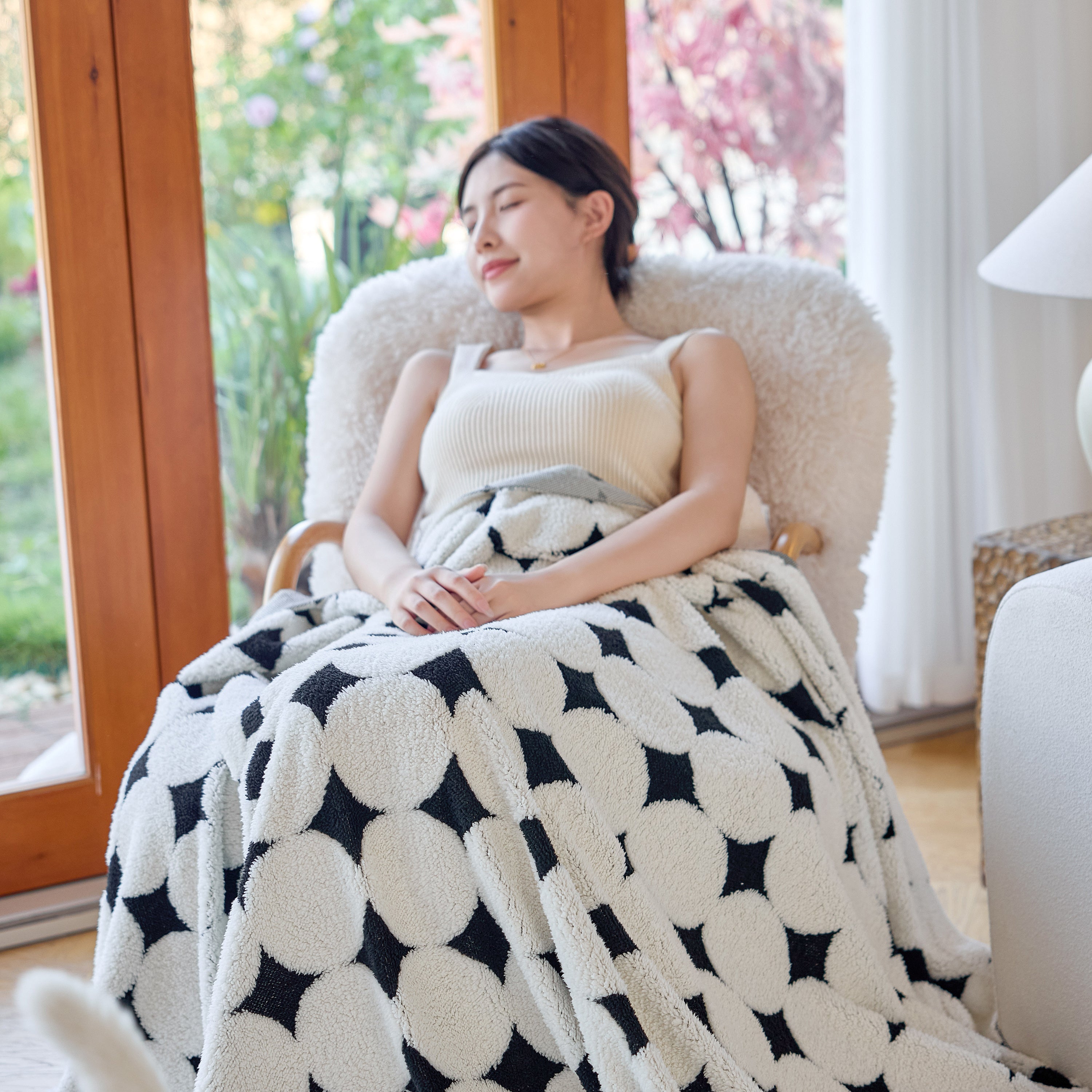 Geometric Jacquard Plush Warm Sofa Couch Cover Coral Fleece Throw Blanket For Couch