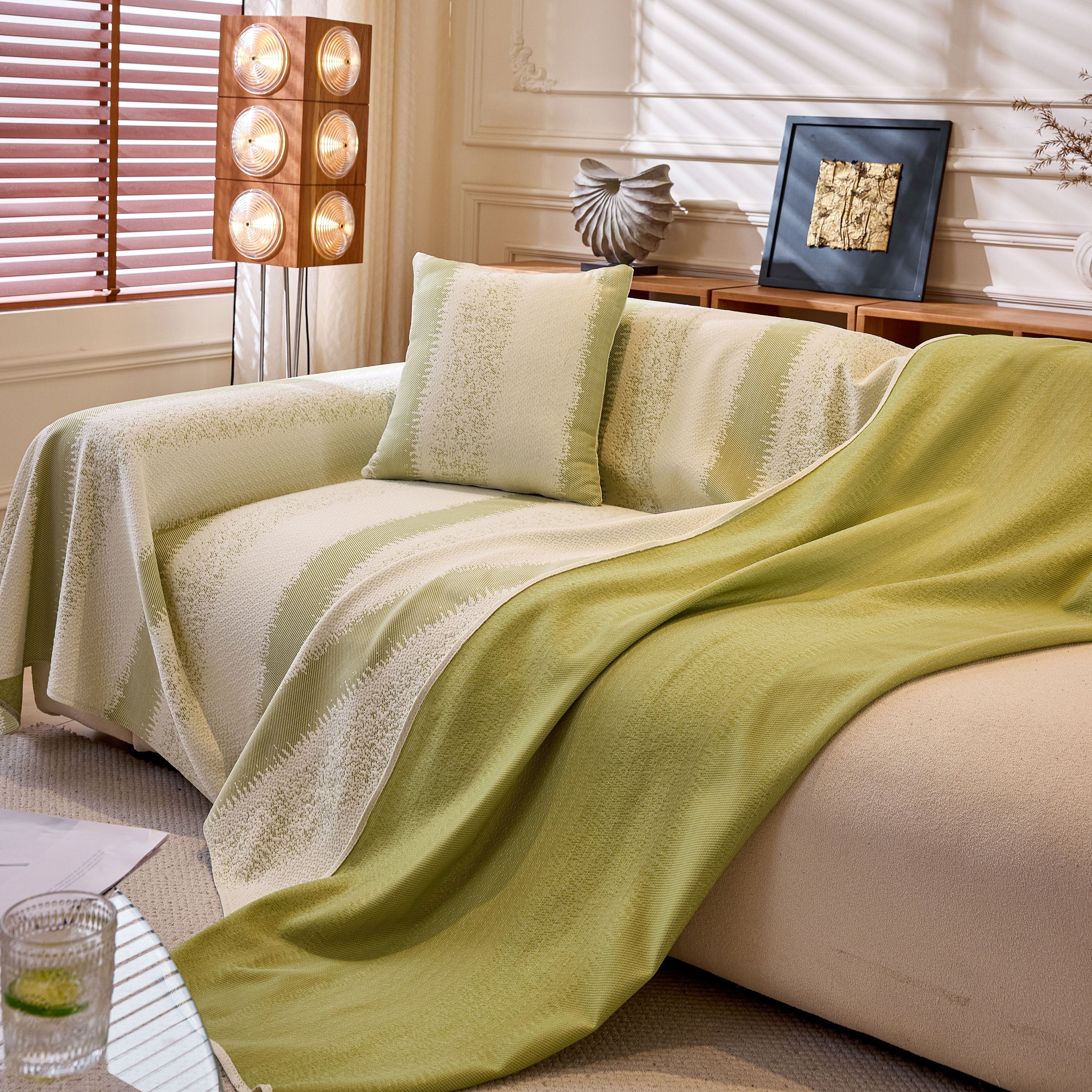 Modern Striped Sofa Throw Blanket, Lightweight Couch Cover For Summer Seating