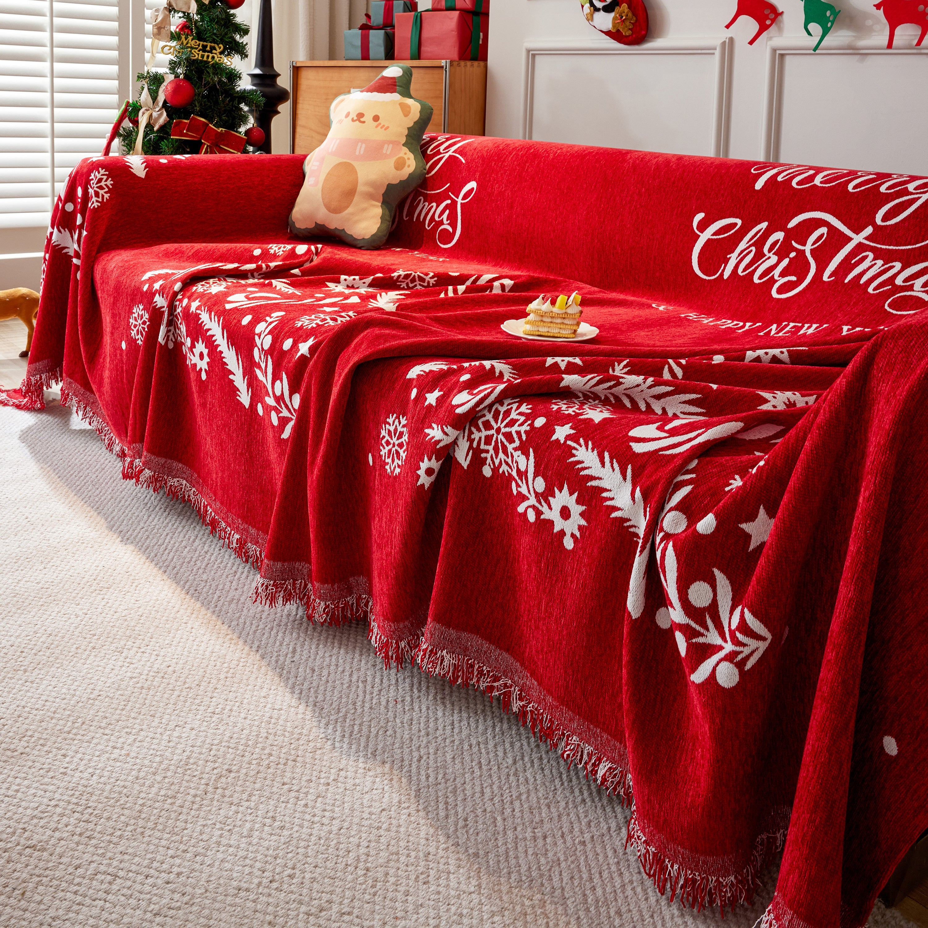 Cozy Chenille Couch Cover Blanket, Non Slip Sofa Cover, Furniture Covers For Pets