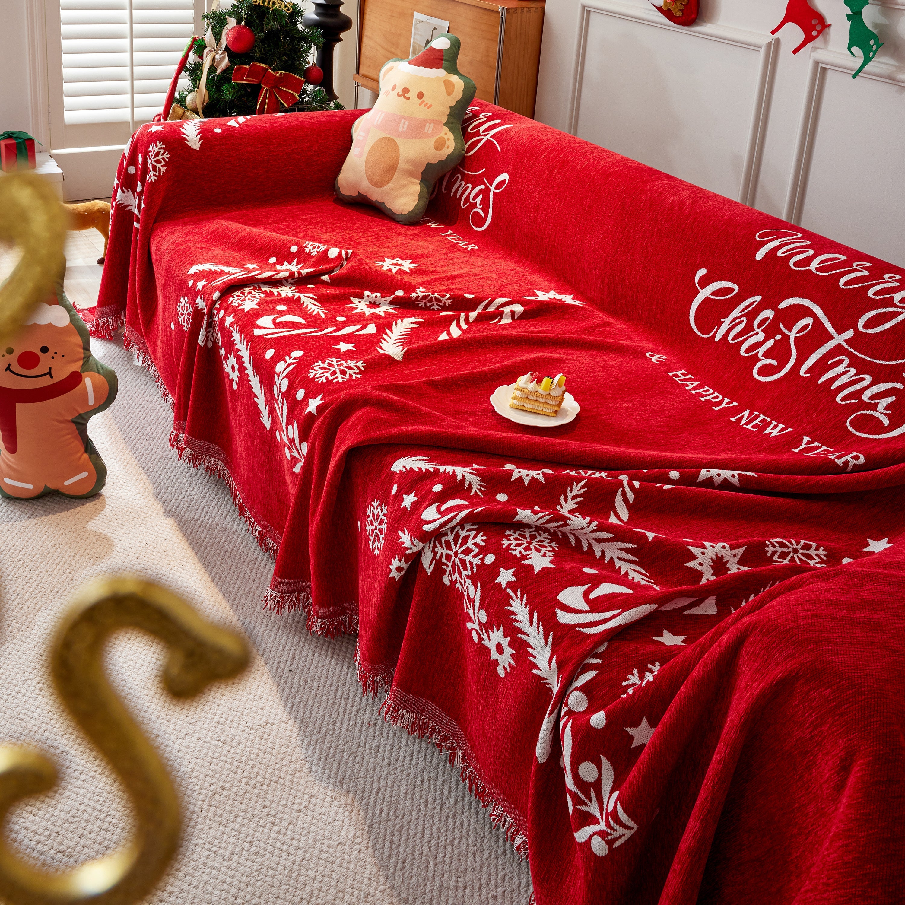 Cozy Chenille Couch Cover Blanket, Non Slip Sofa Cover, Furniture Covers For Pets