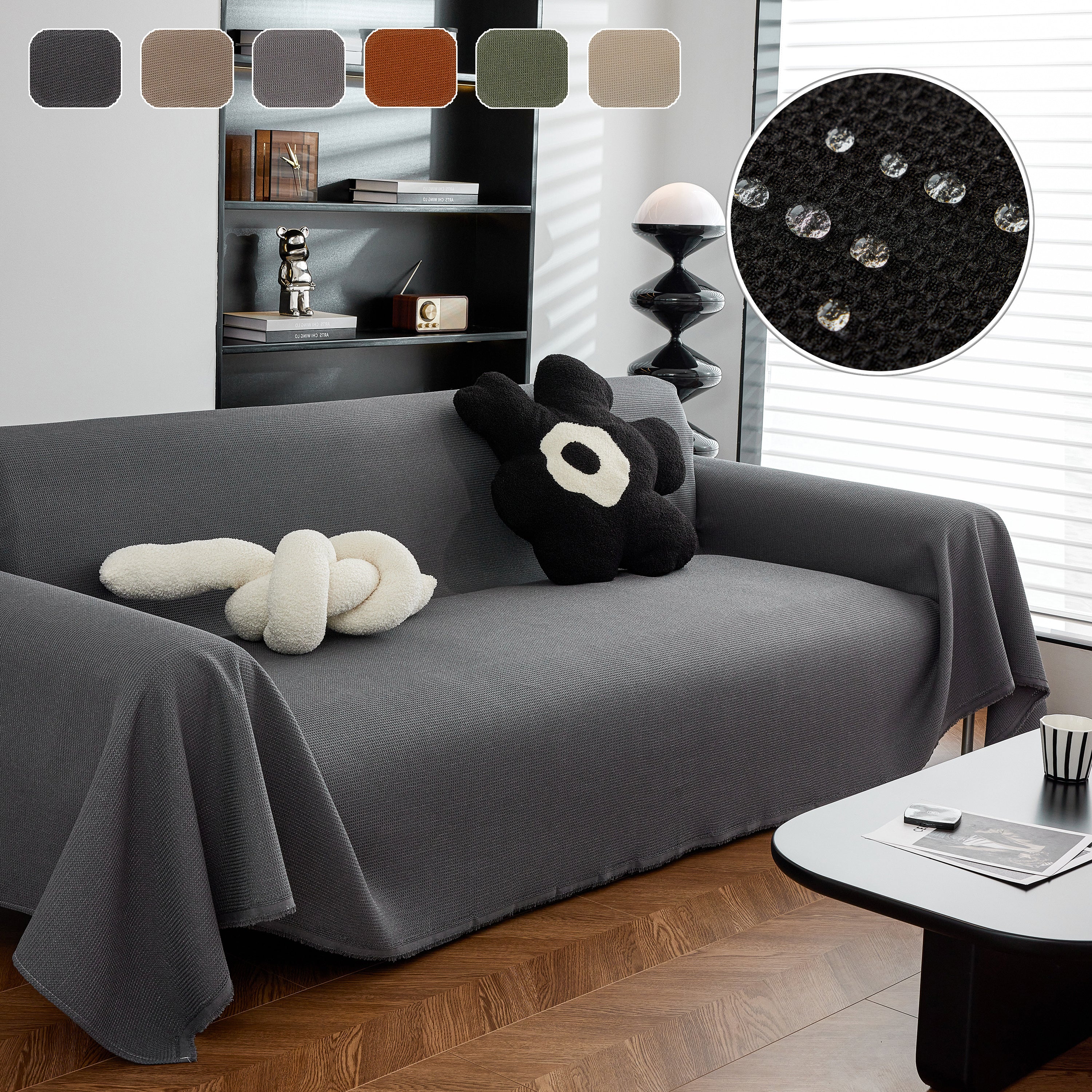 Waterproof Waffle Lattice Sofa Throw, Sofa Towel Cover For Couches, Simple Sofa Cover Blanket