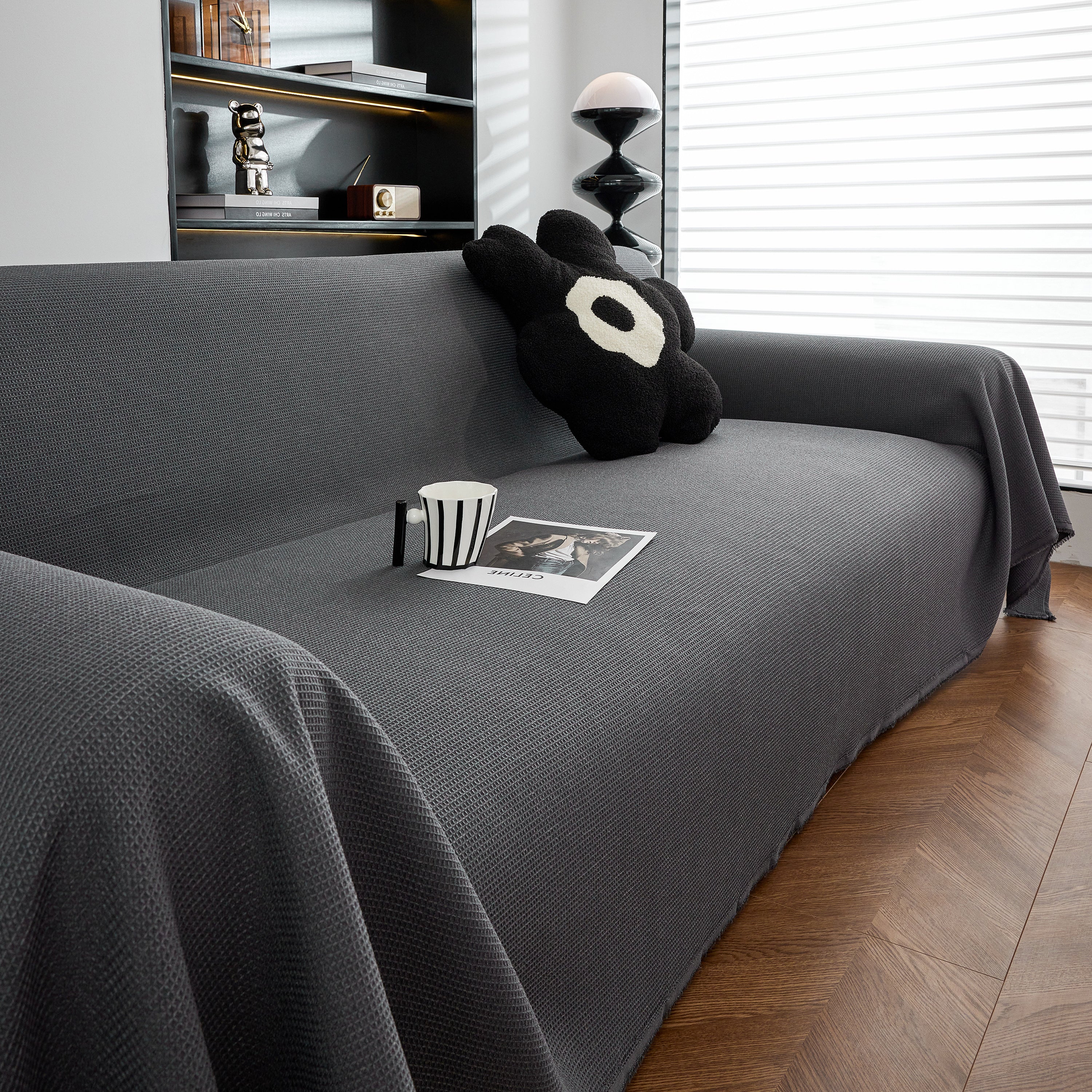 Waterproof Waffle Lattice Sofa Throw, Sofa Towel Cover For Couches, Simple Sofa Cover Blanket