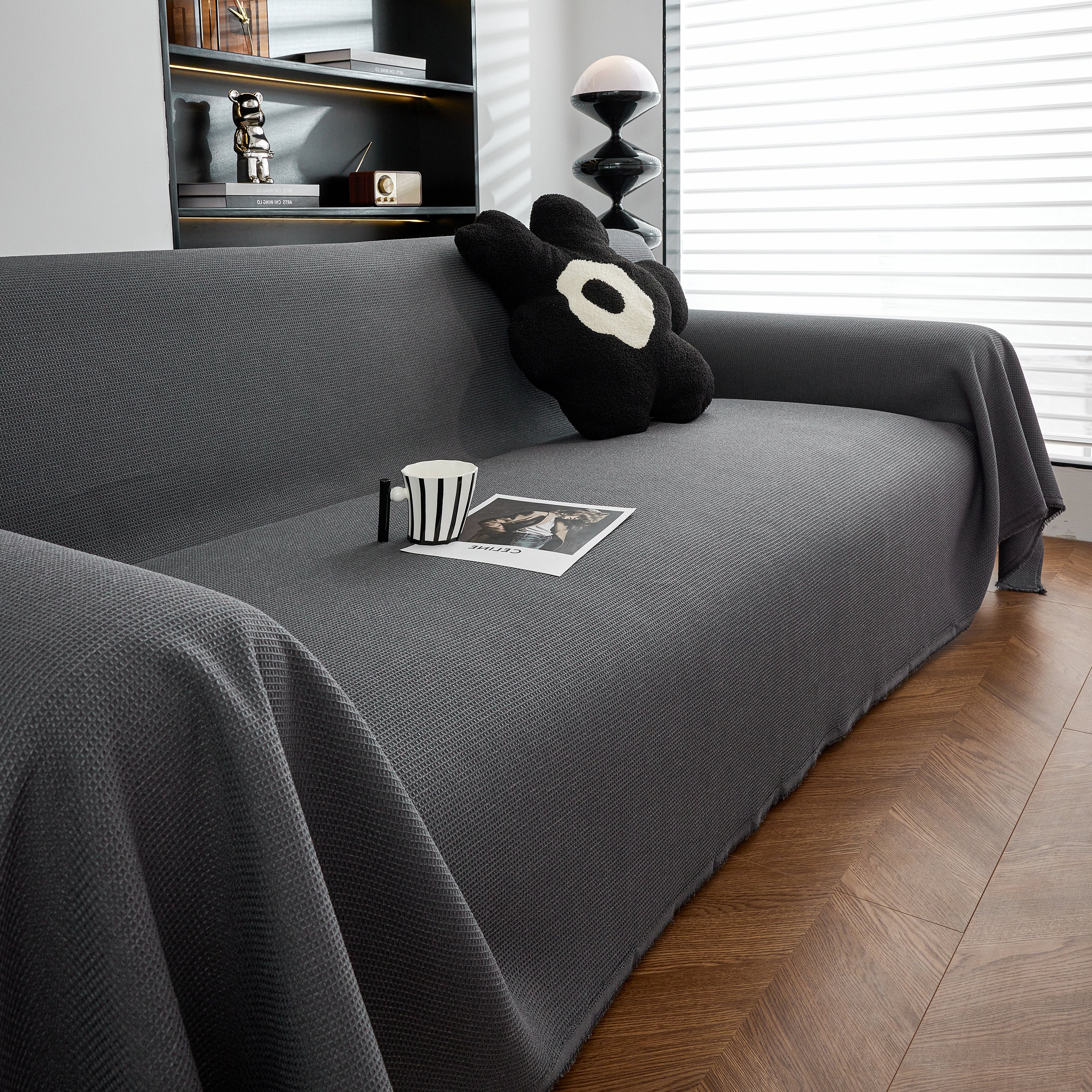 Waterproof Waffle Lattice Sofa Throw, Sofa Towel Cover For Couches, Simple Sofa Cover Blanket