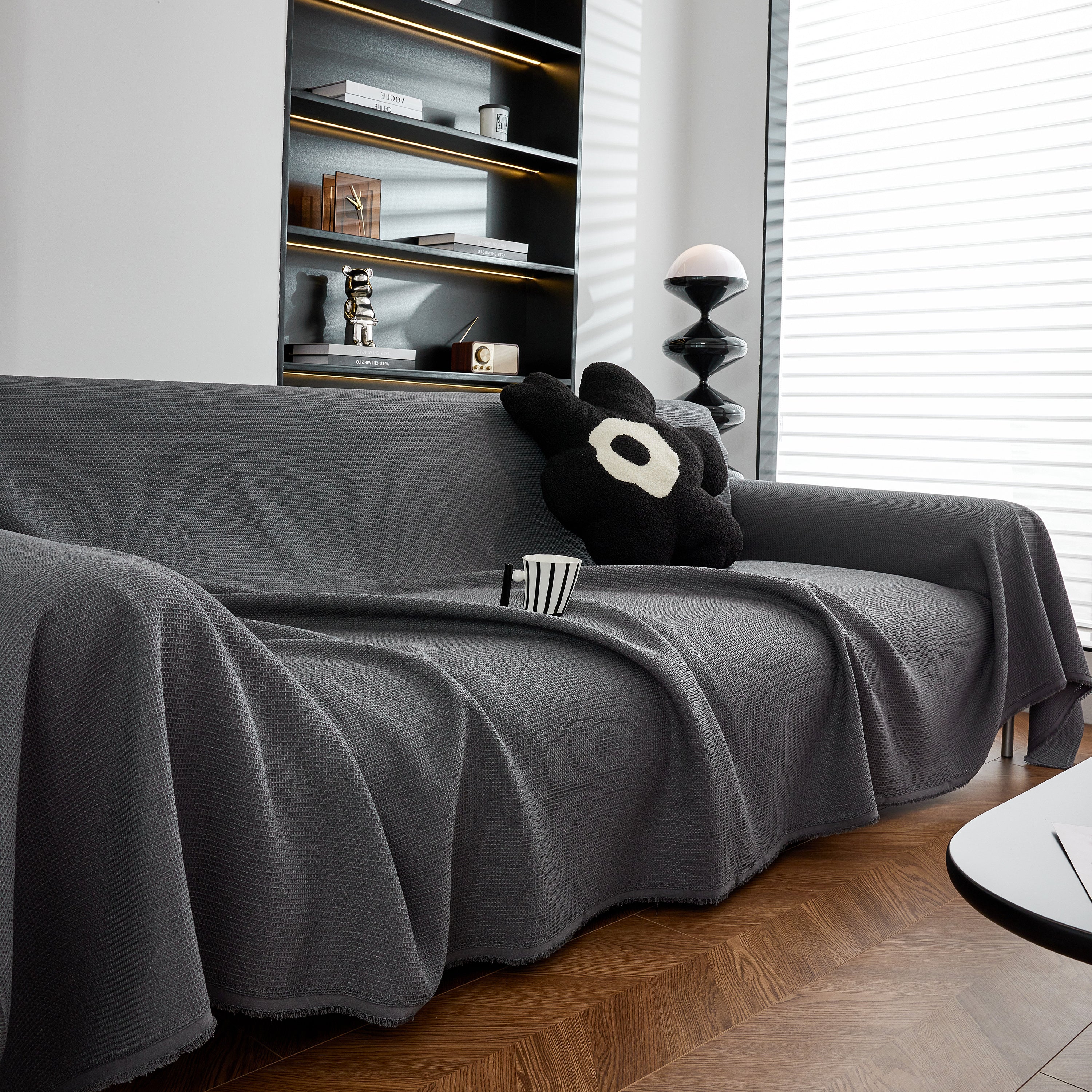 Waterproof Waffle Lattice Sofa Throw, Sofa Towel Cover For Couches, Simple Sofa Cover Blanket