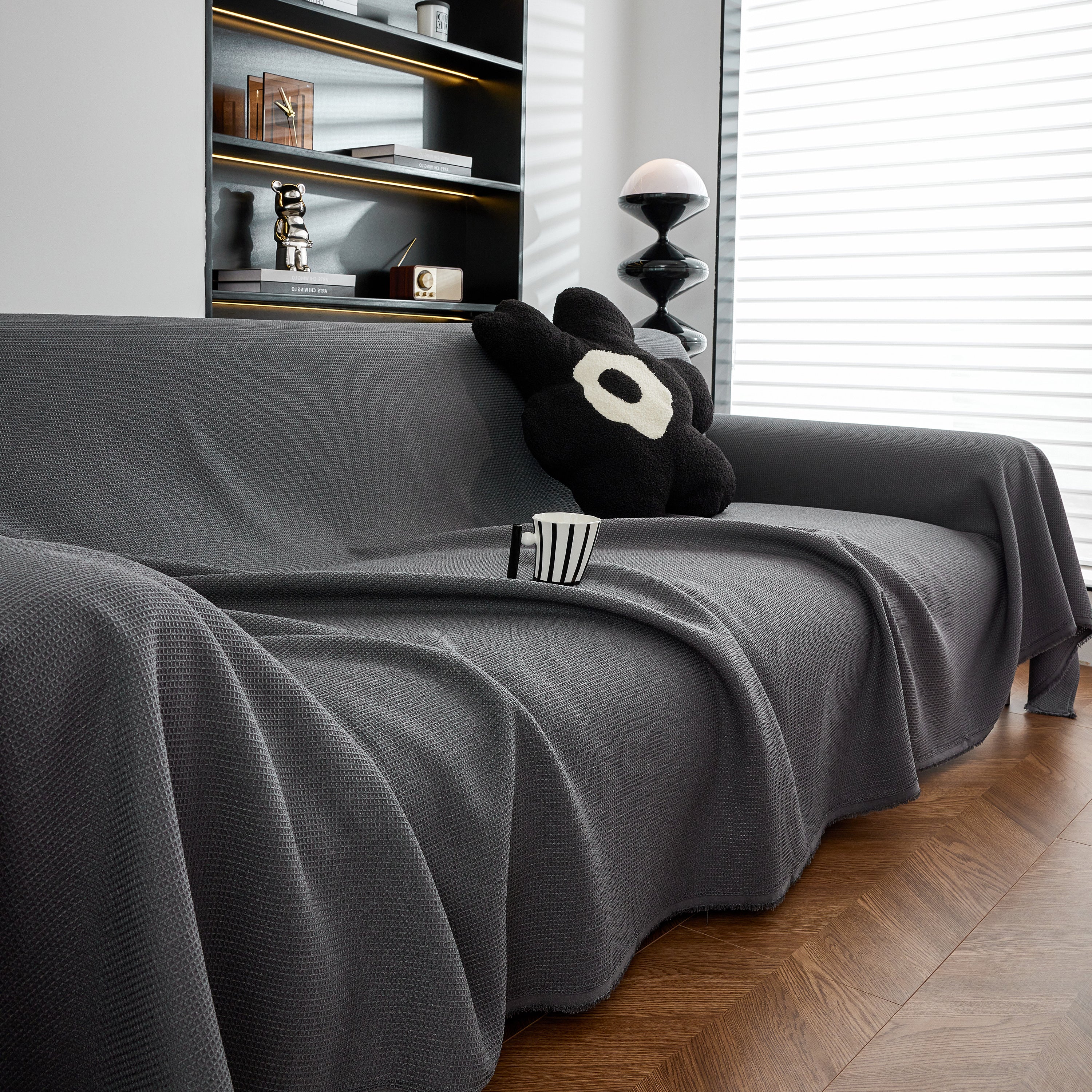 Waterproof Waffle Lattice Sofa Throw, Sofa Towel Cover For Couches, Simple Sofa Cover Blanket