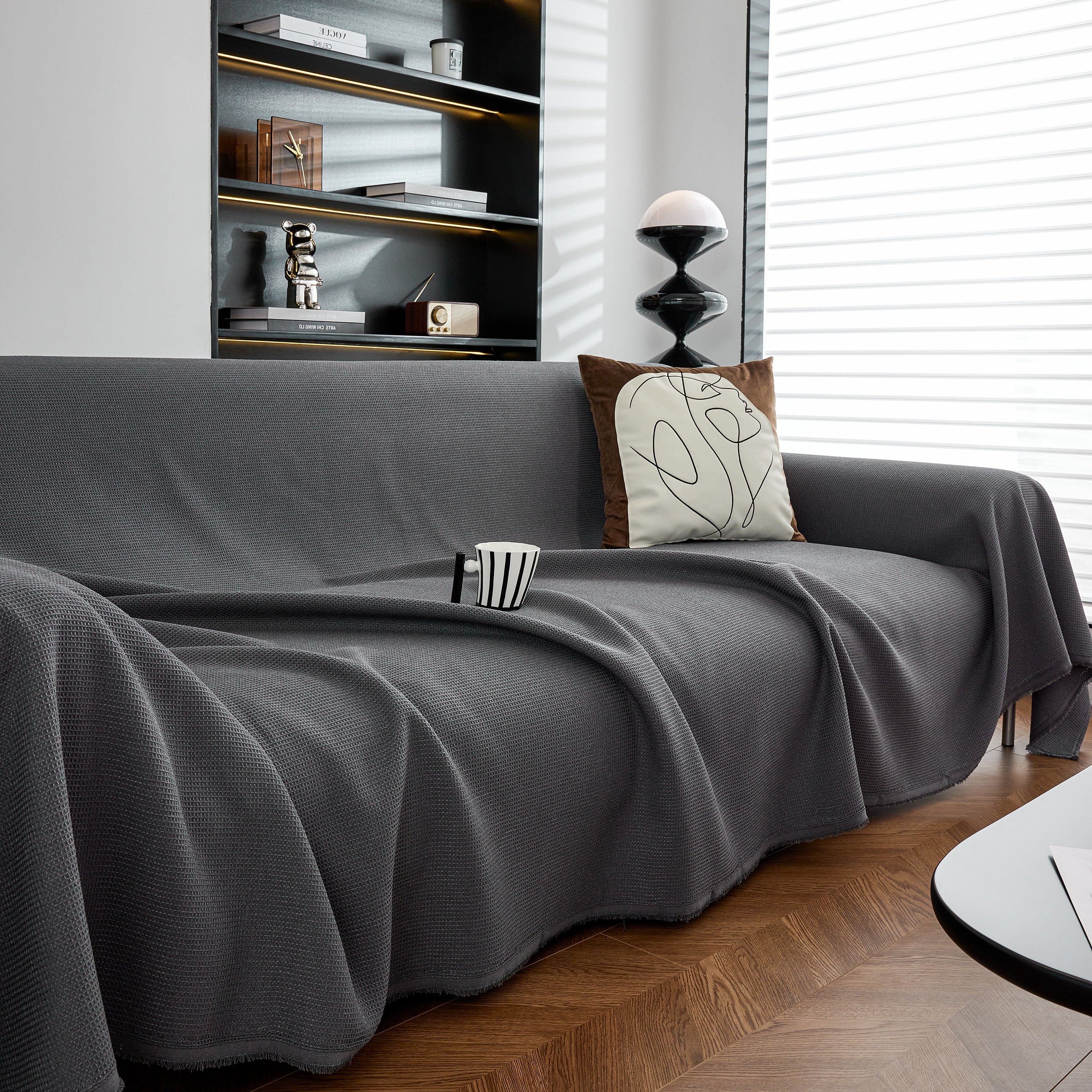 Waterproof Waffle Lattice Sofa Throw, Sofa Towel Cover For Couches, Simple Sofa Cover Blanket