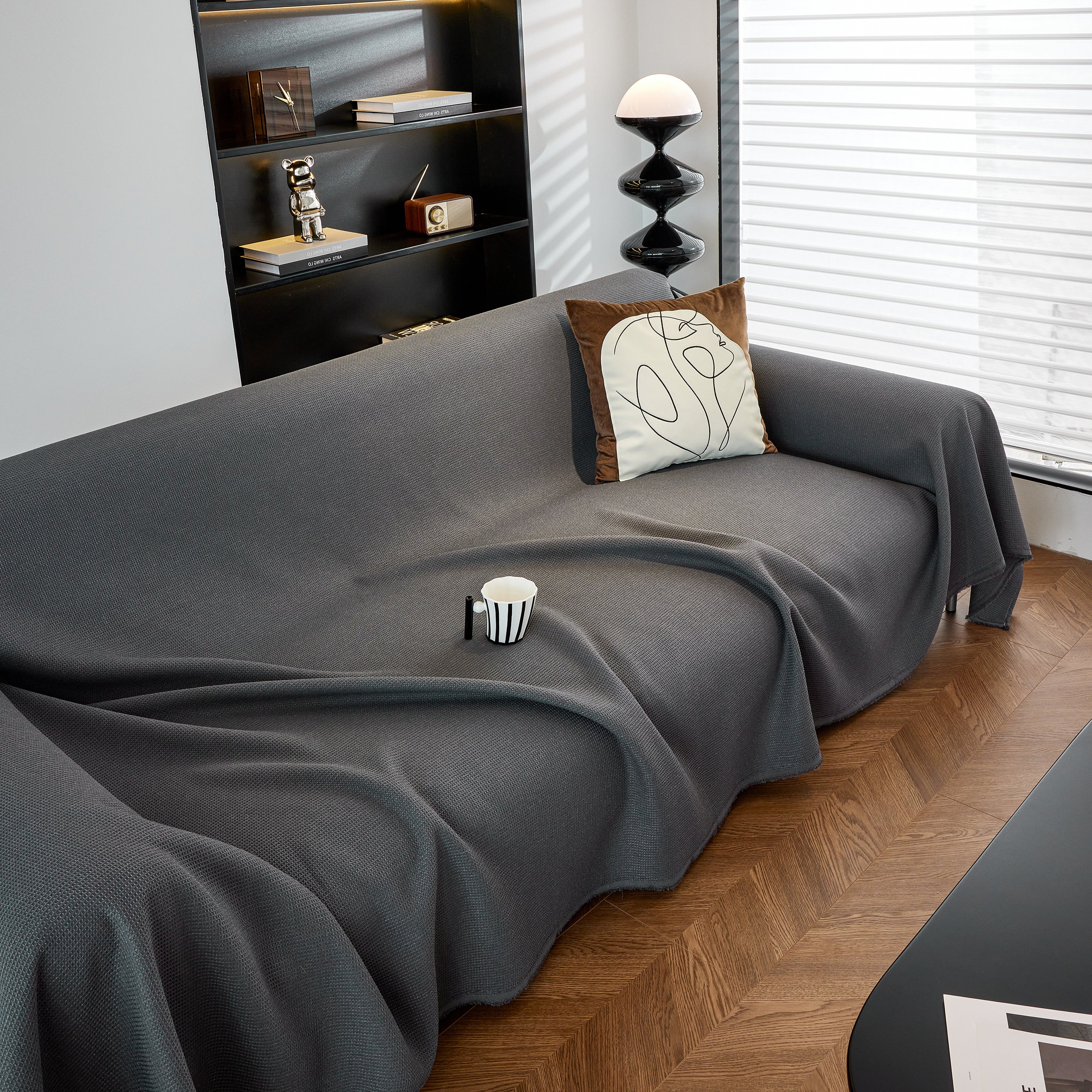 Waterproof Waffle Lattice Sofa Throw, Sofa Towel Cover For Couches, Simple Sofa Cover Blanket