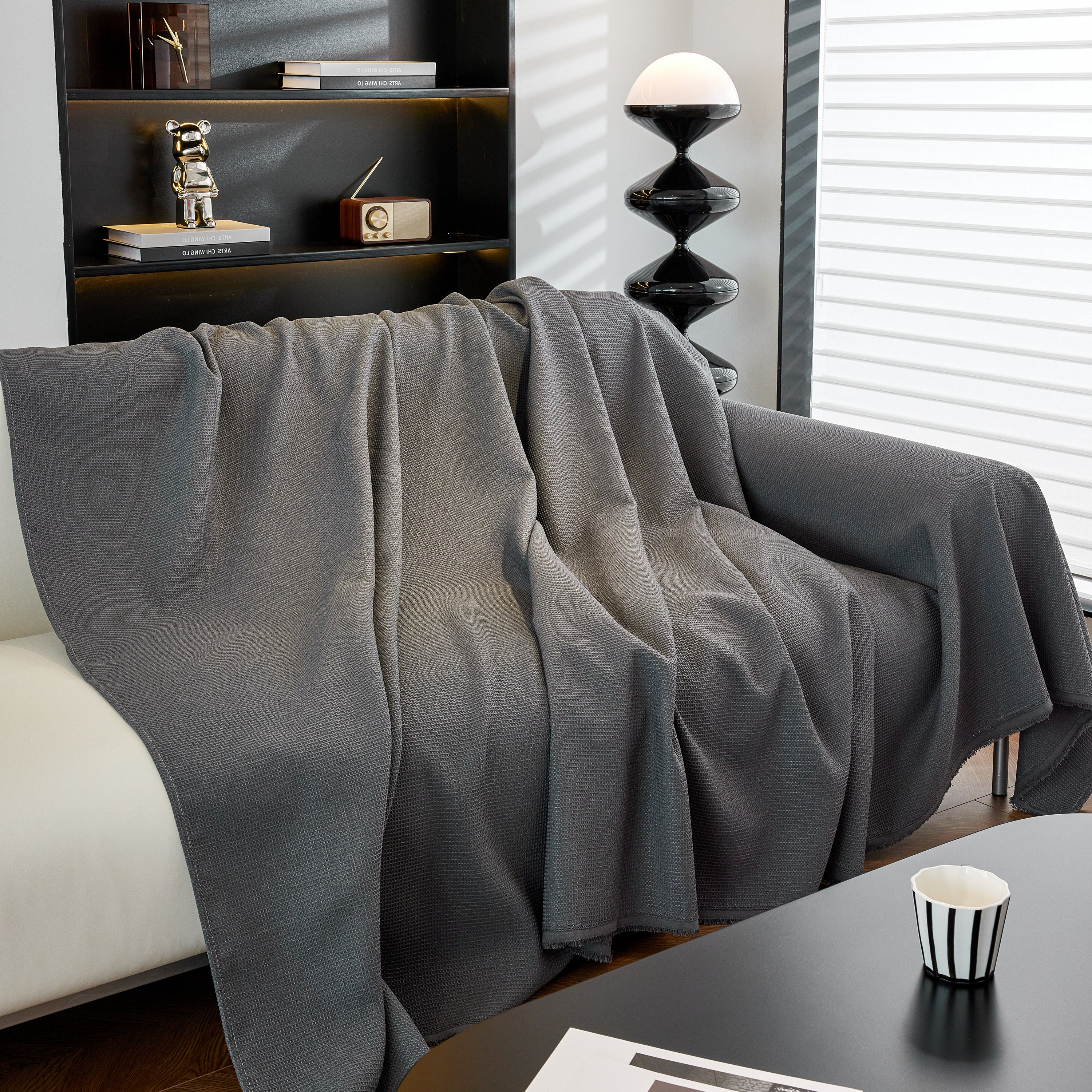 Waterproof Waffle Lattice Sofa Throw, Sofa Towel Cover For Couches, Simple Sofa Cover Blanket