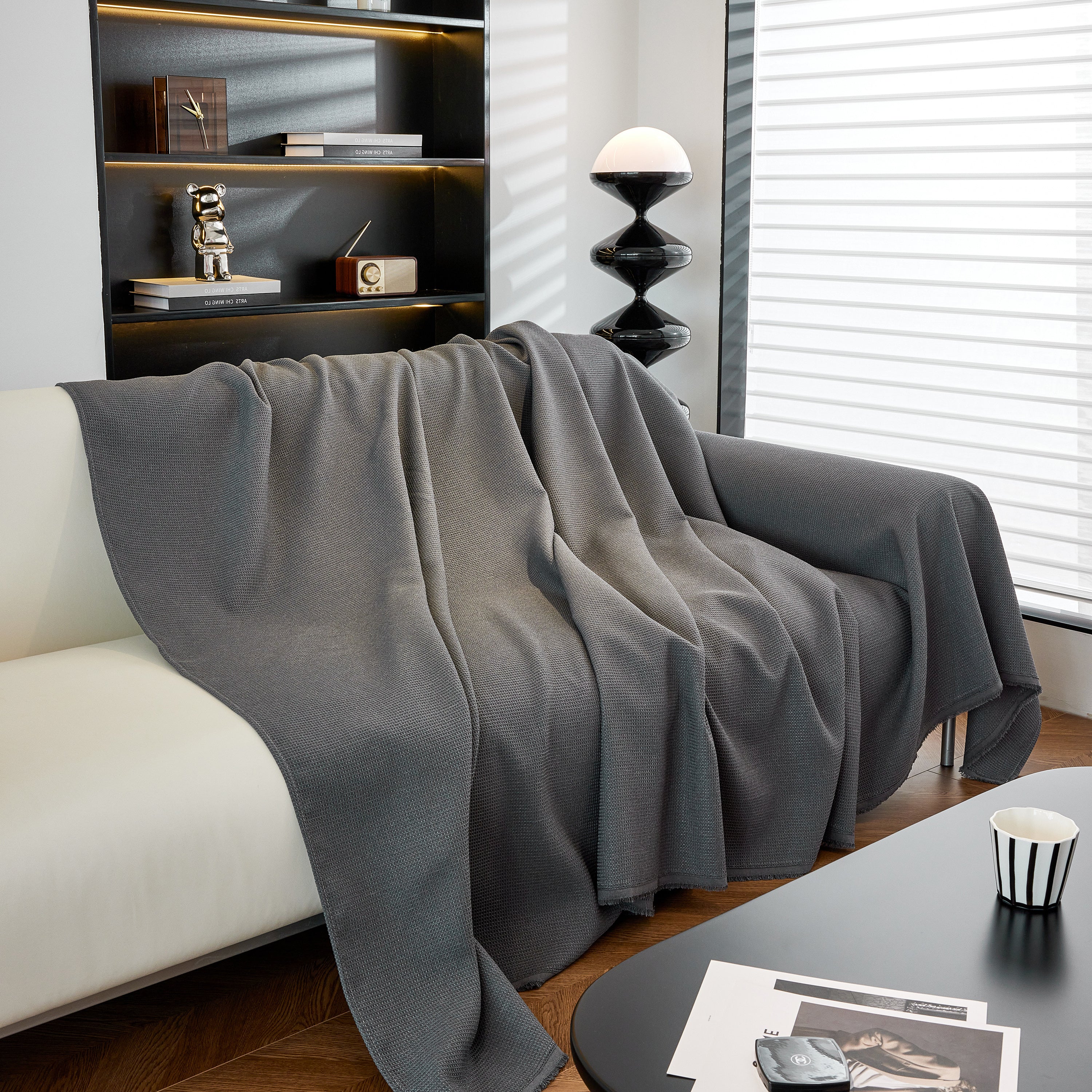 Waterproof Waffle Lattice Sofa Throw, Sofa Towel Cover For Couches, Simple Sofa Cover Blanket