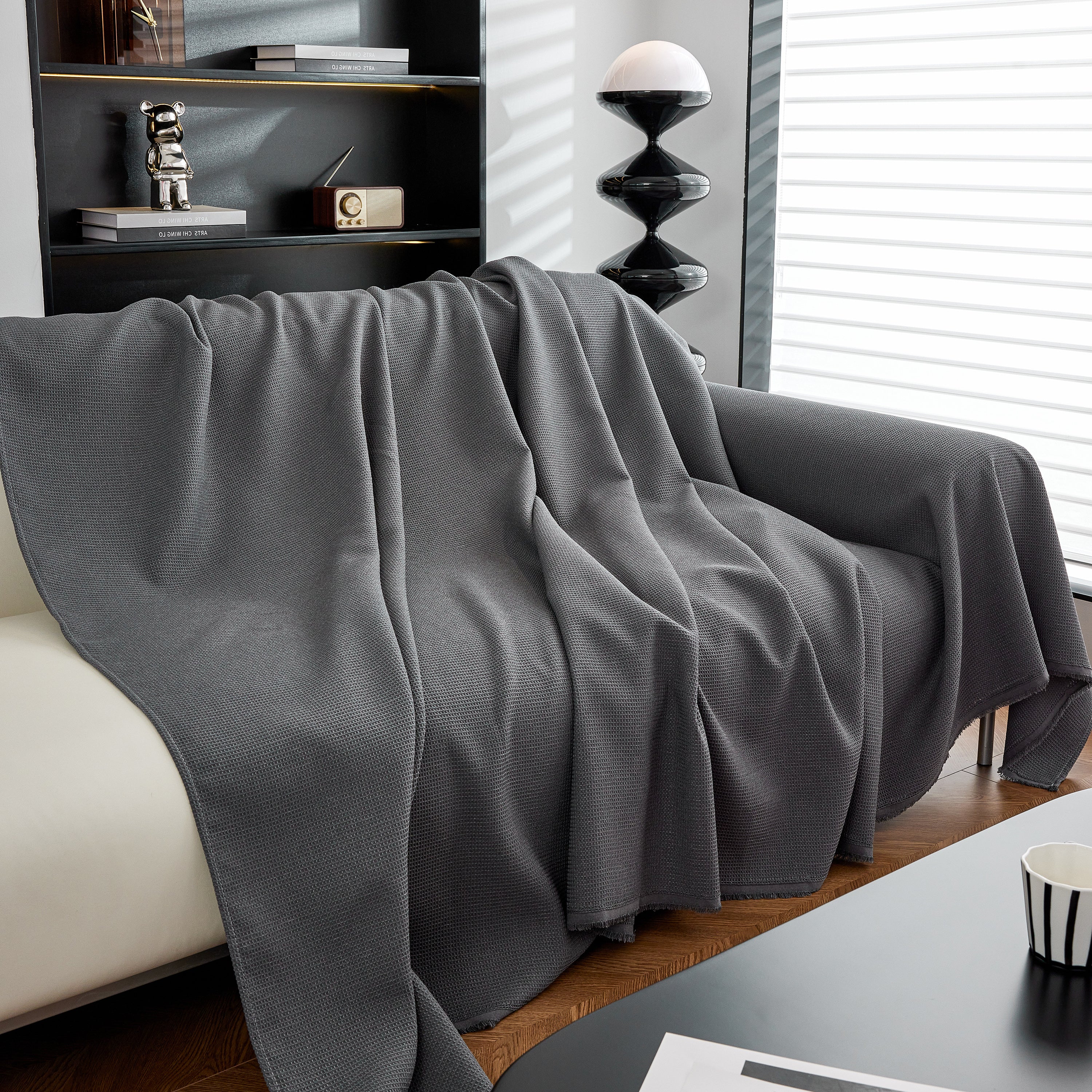 Waterproof Waffle Lattice Sofa Throw, Sofa Towel Cover For Couches, Simple Sofa Cover Blanket