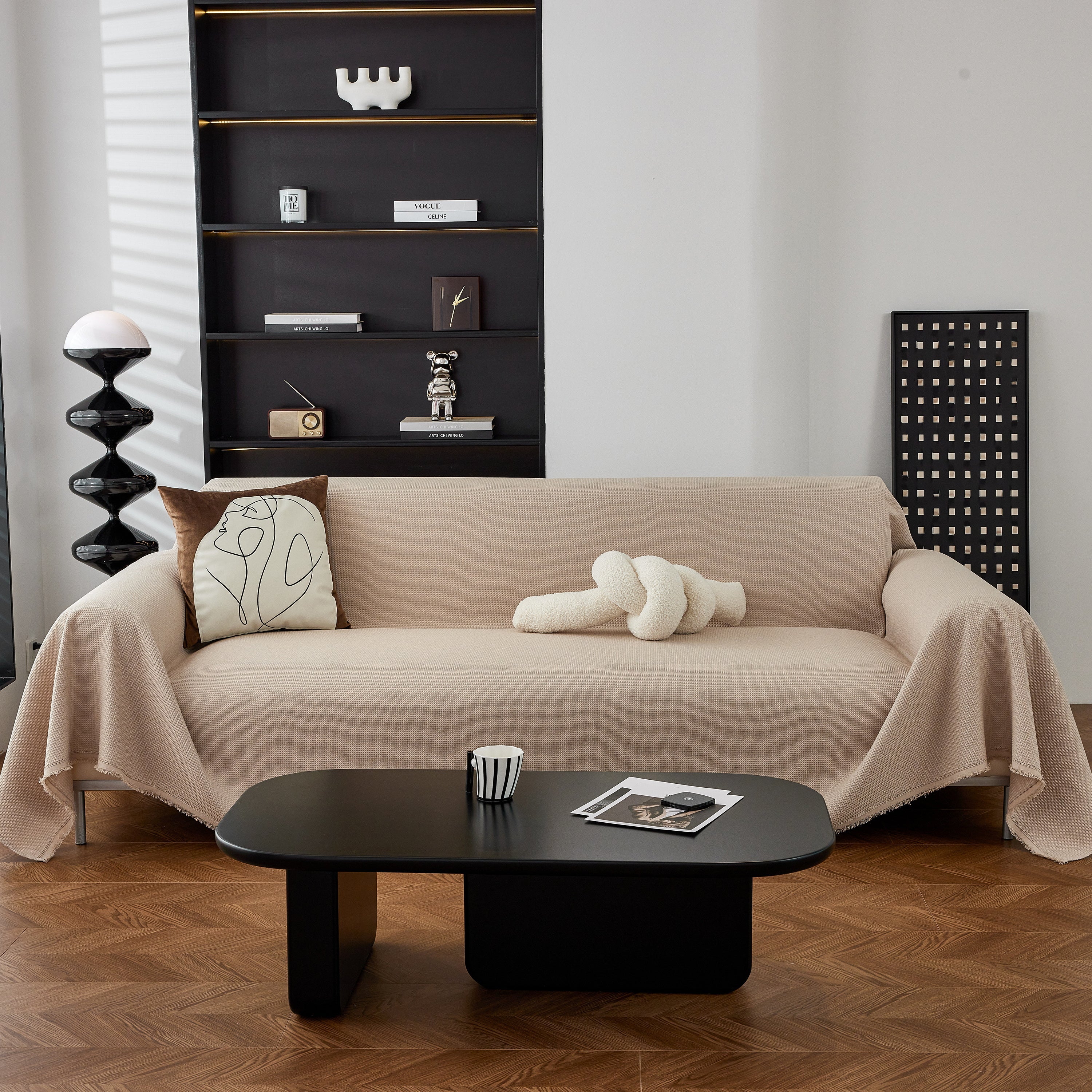 Waterproof Waffle Lattice Sofa Throw, Sofa Towel Cover For Couches, Simple Sofa Cover Blanket
