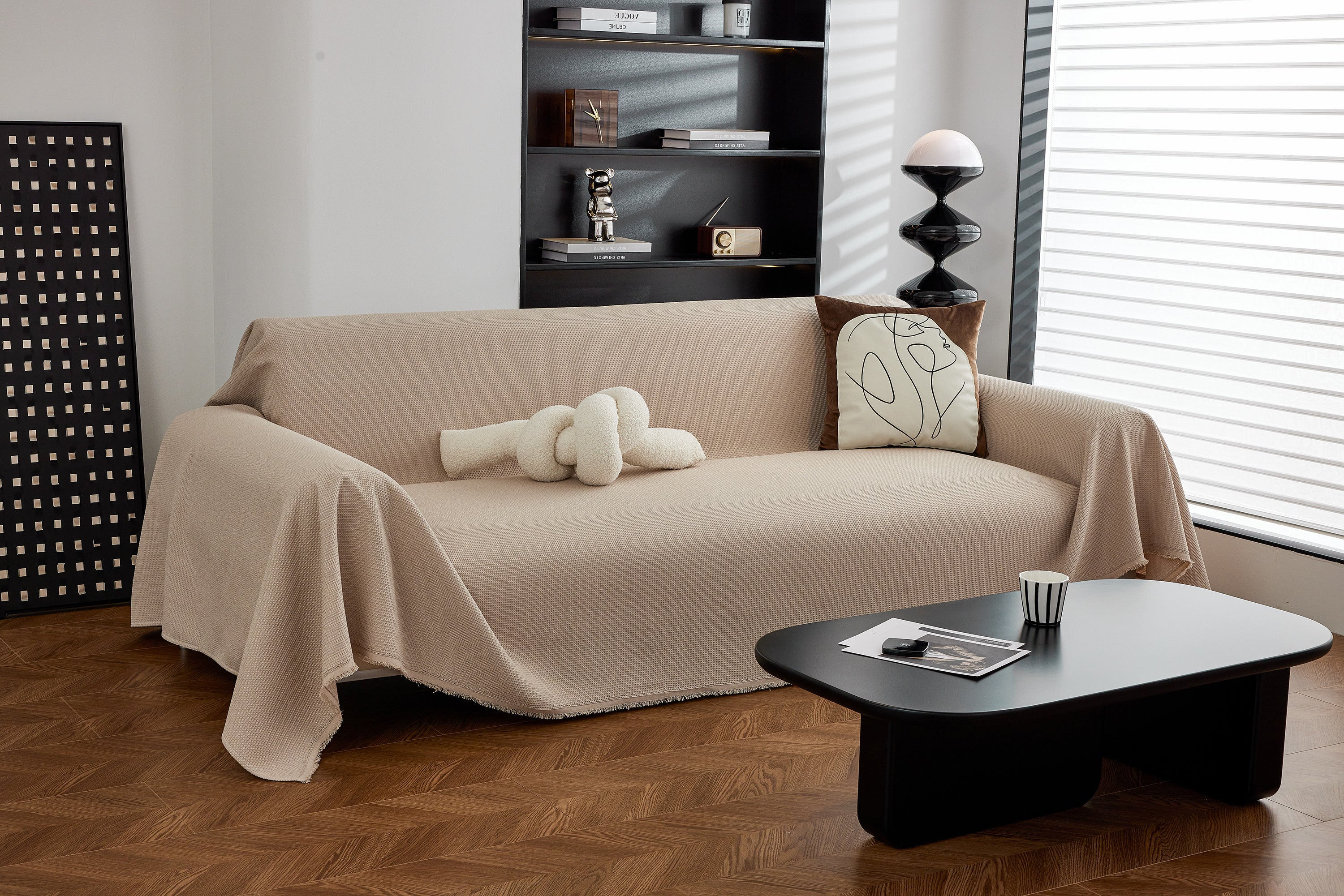 Waterproof Waffle Lattice Sofa Throw, Sofa Towel Cover For Couches, Simple Sofa Cover Blanket