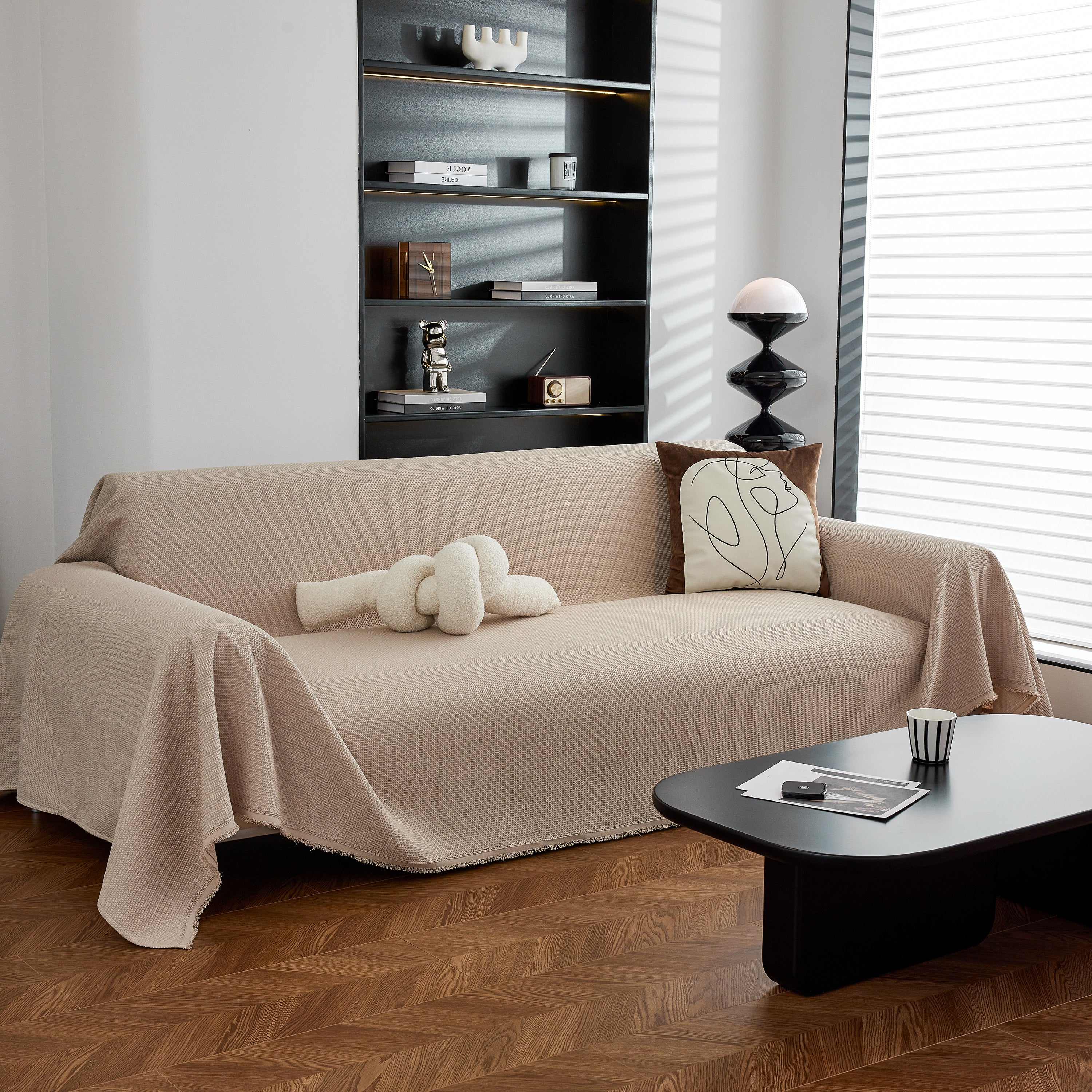 Waterproof Waffle Lattice Sofa Throw, Sofa Towel Cover For Couches, Simple Sofa Cover Blanket
