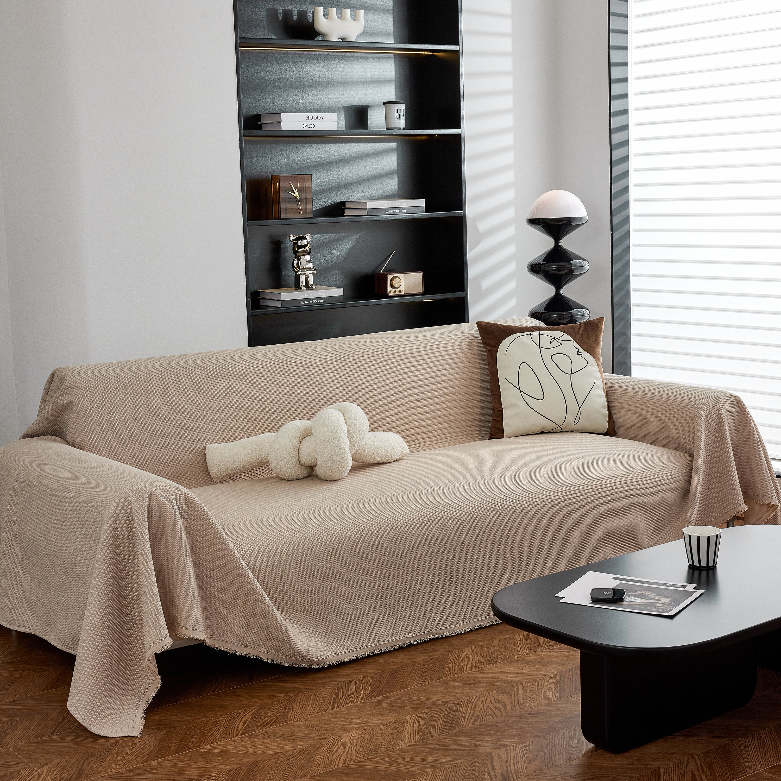 Waterproof Waffle Lattice Sofa Throw, Sofa Towel Cover For Couches, Simple Sofa Cover Blanket