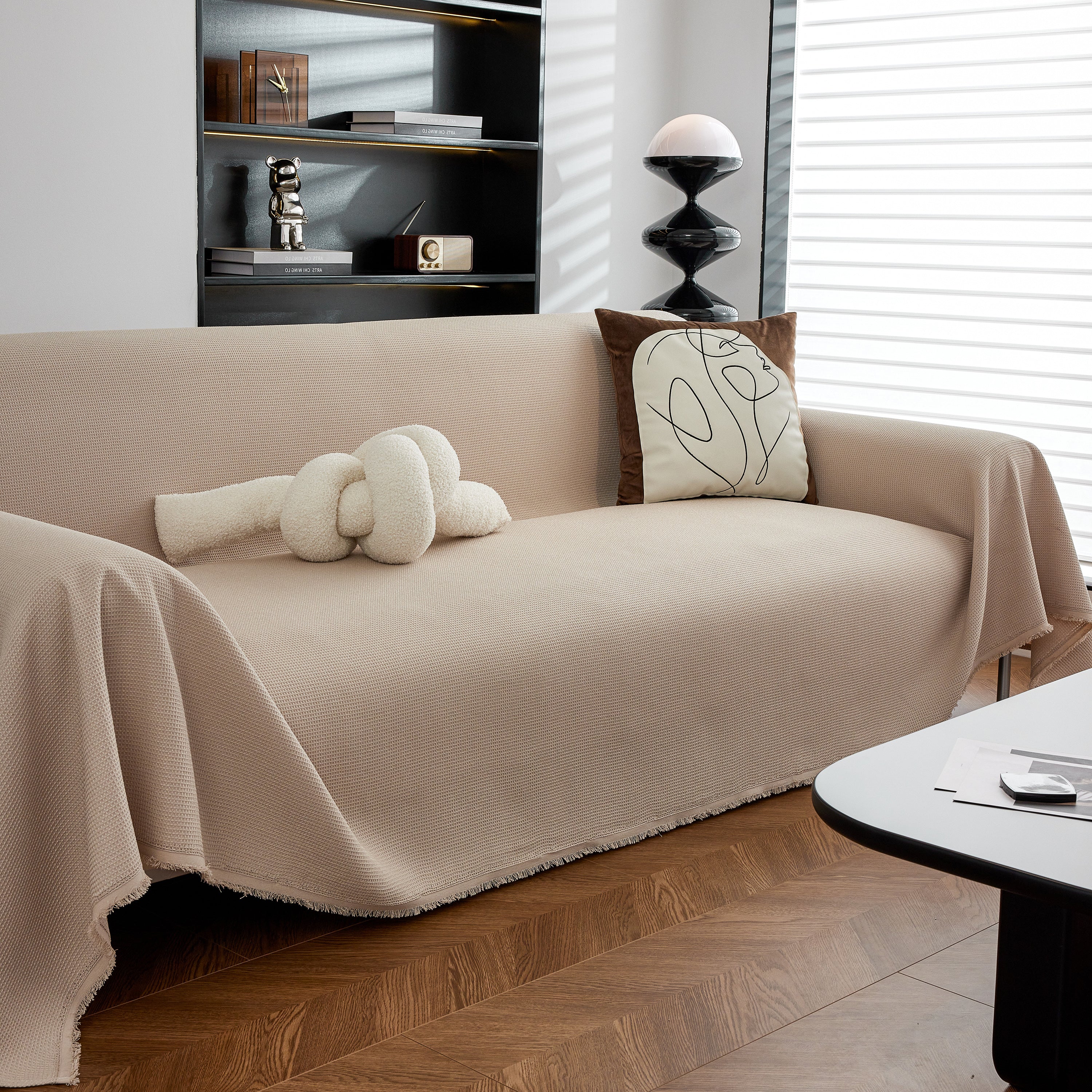Waterproof Waffle Lattice Sofa Throw, Sofa Towel Cover For Couches, Simple Sofa Cover Blanket