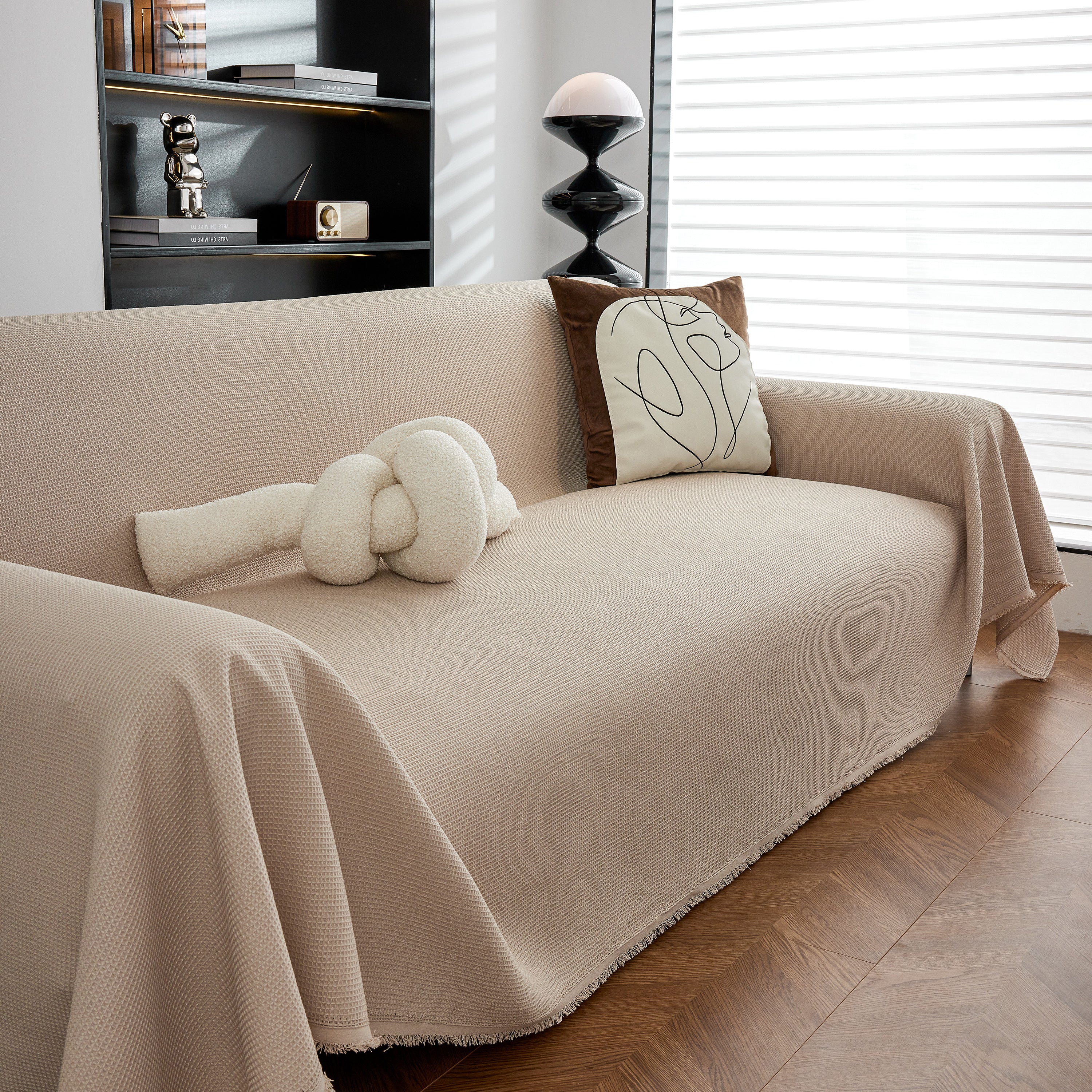 Waterproof Waffle Lattice Sofa Throw, Sofa Towel Cover For Couches, Simple Sofa Cover Blanket