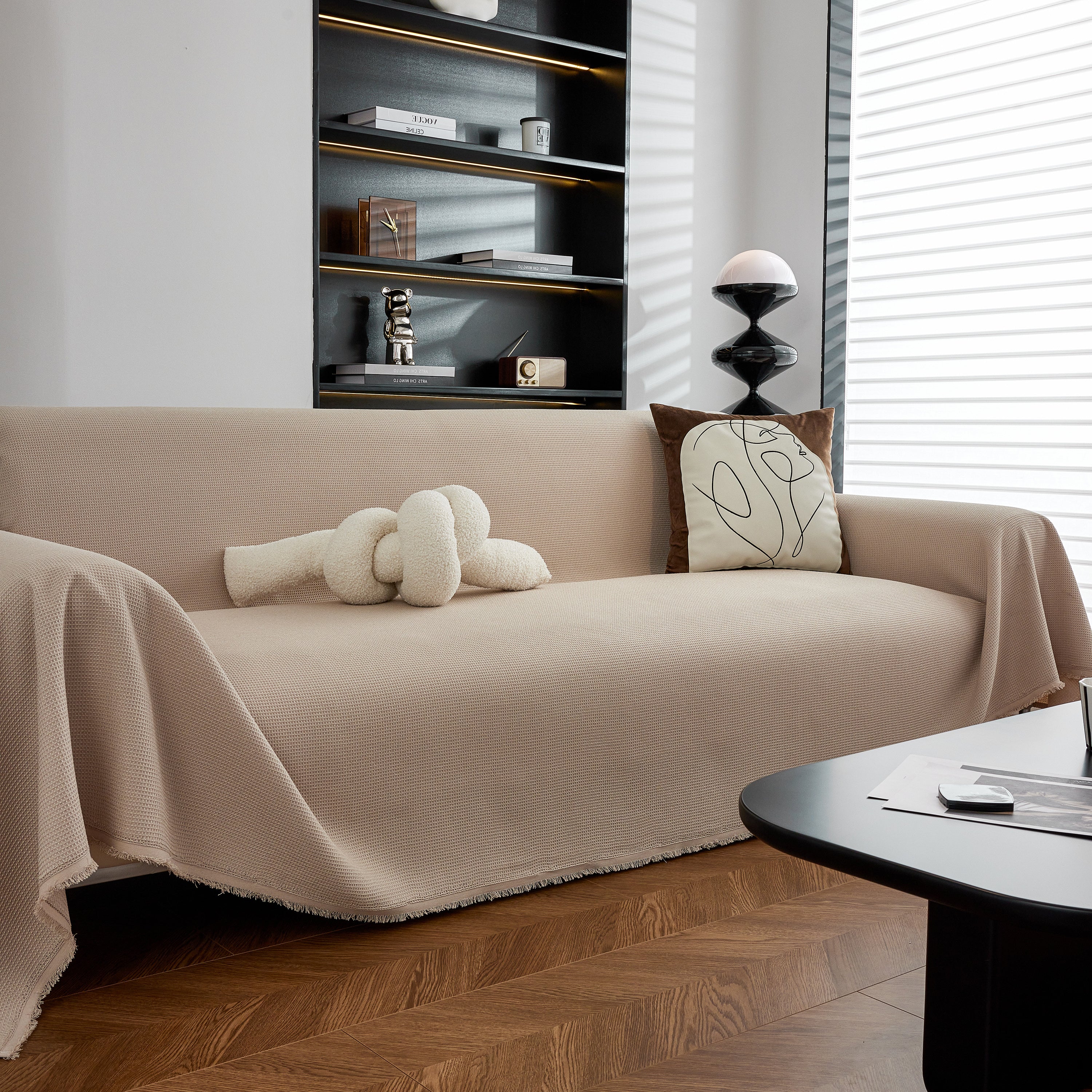 Waterproof Waffle Lattice Sofa Throw, Sofa Towel Cover For Couches, Simple Sofa Cover Blanket