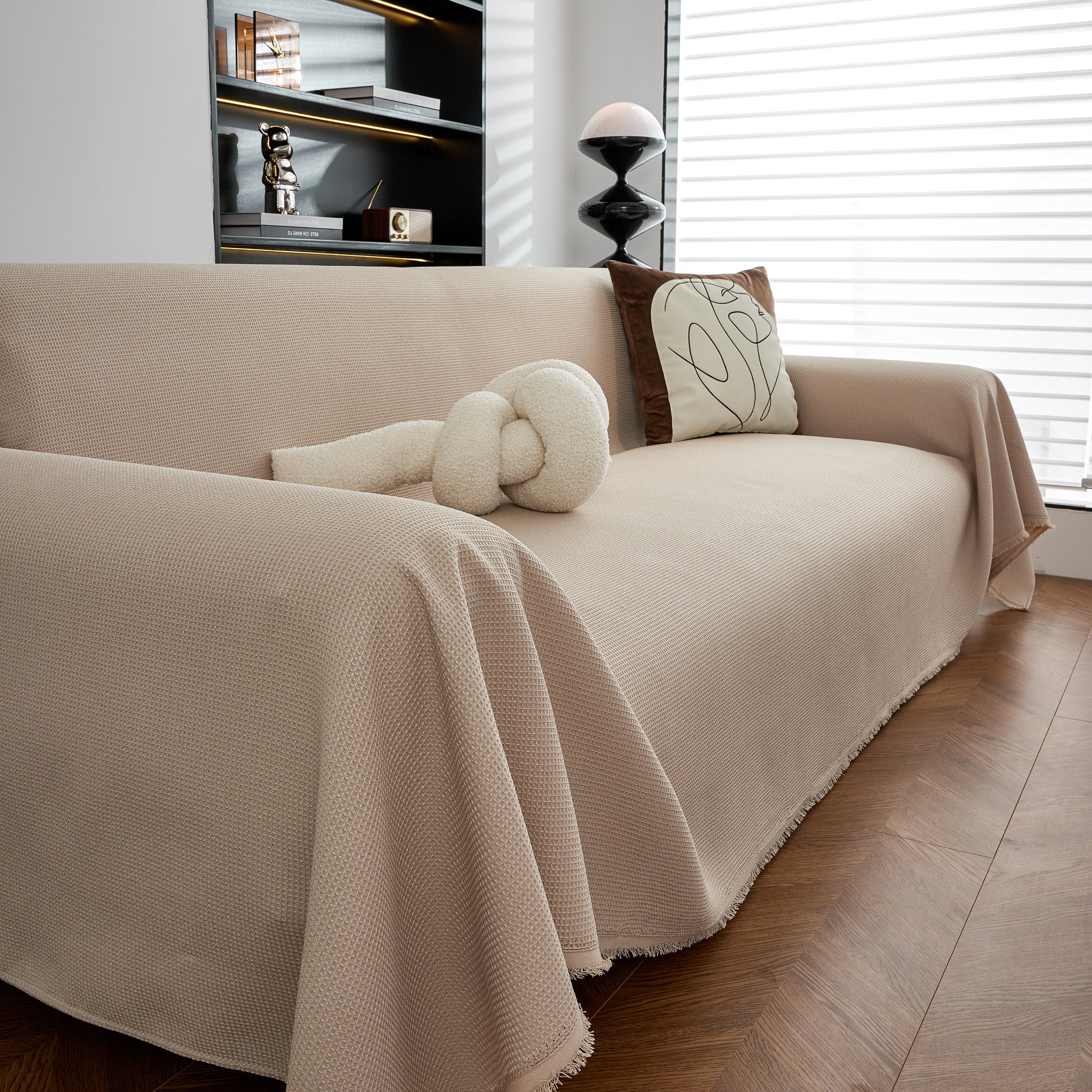 Waterproof Waffle Lattice Sofa Throw, Sofa Towel Cover For Couches, Simple Sofa Cover Blanket