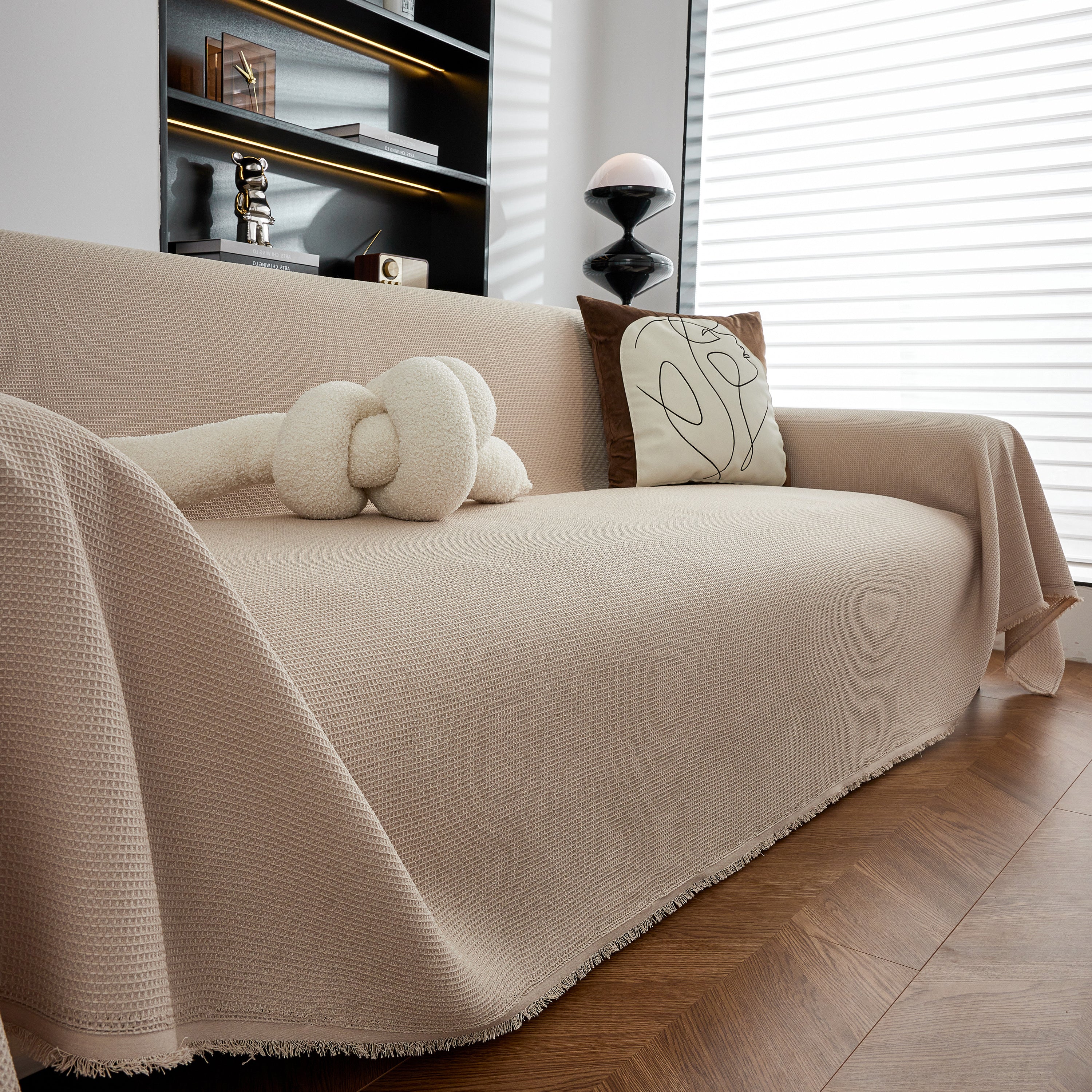 Waterproof Waffle Lattice Sofa Throw, Sofa Towel Cover For Couches, Simple Sofa Cover Blanket