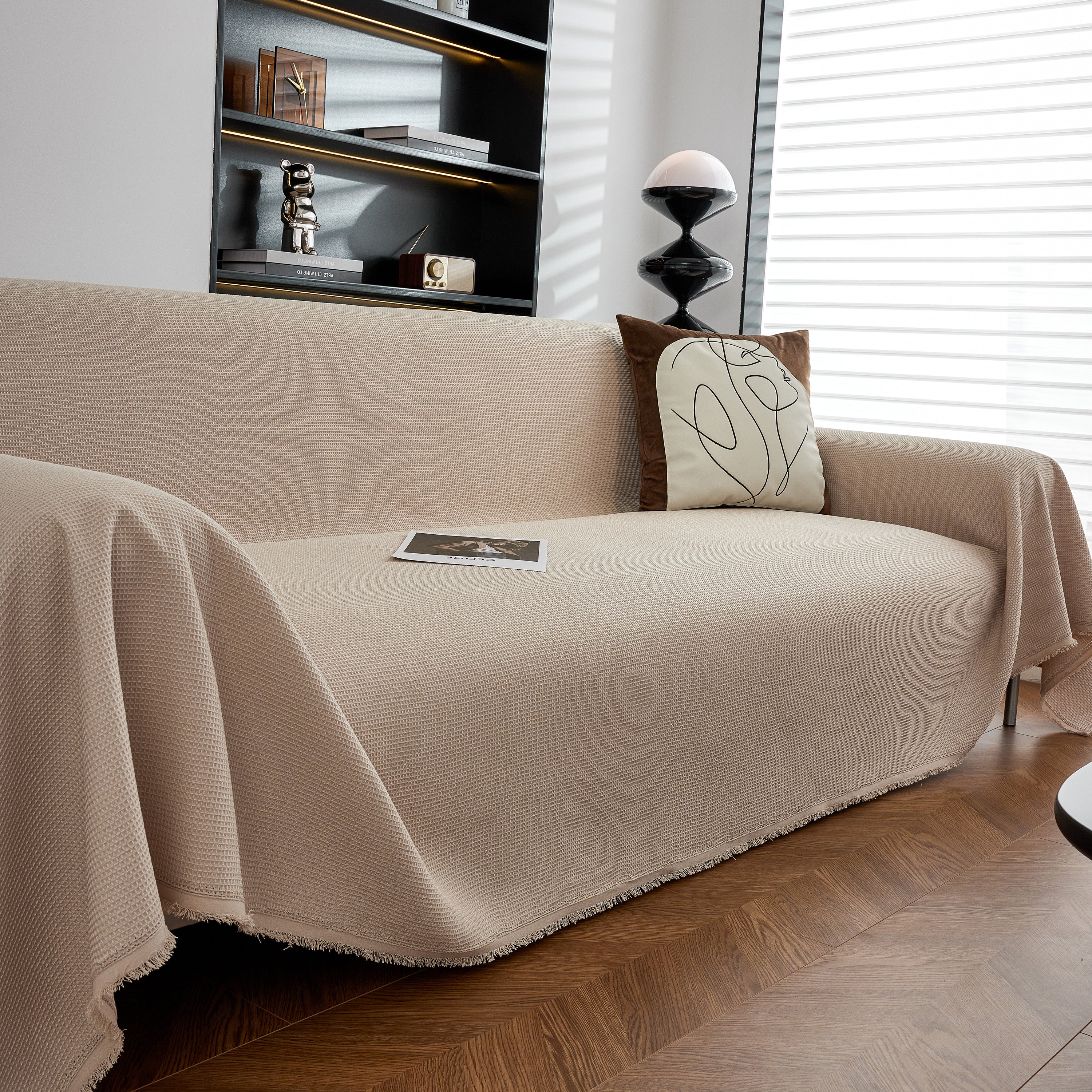 Waterproof Waffle Lattice Sofa Throw, Sofa Towel Cover For Couches, Simple Sofa Cover Blanket