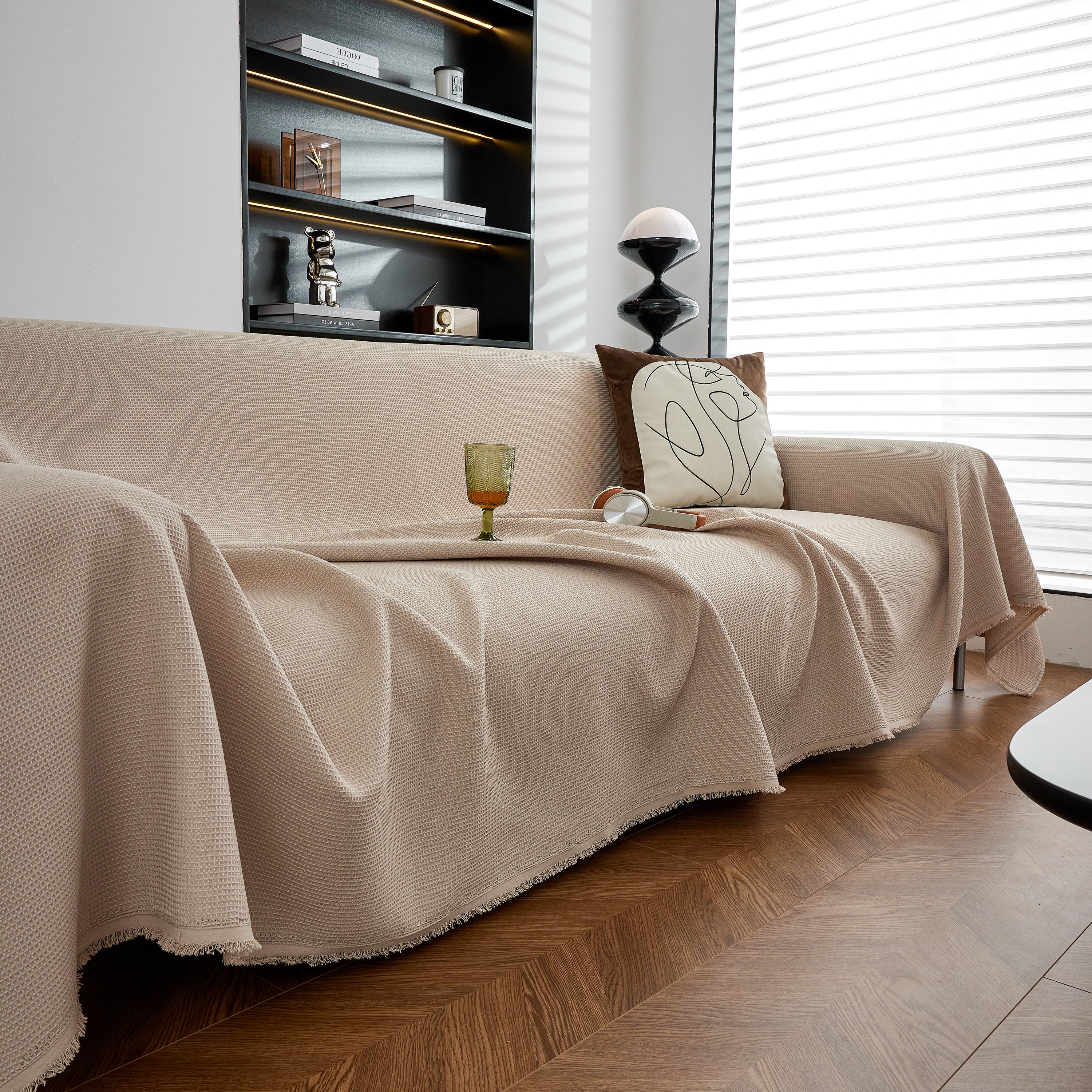 Waterproof Waffle Lattice Sofa Throw, Sofa Towel Cover For Couches, Simple Sofa Cover Blanket