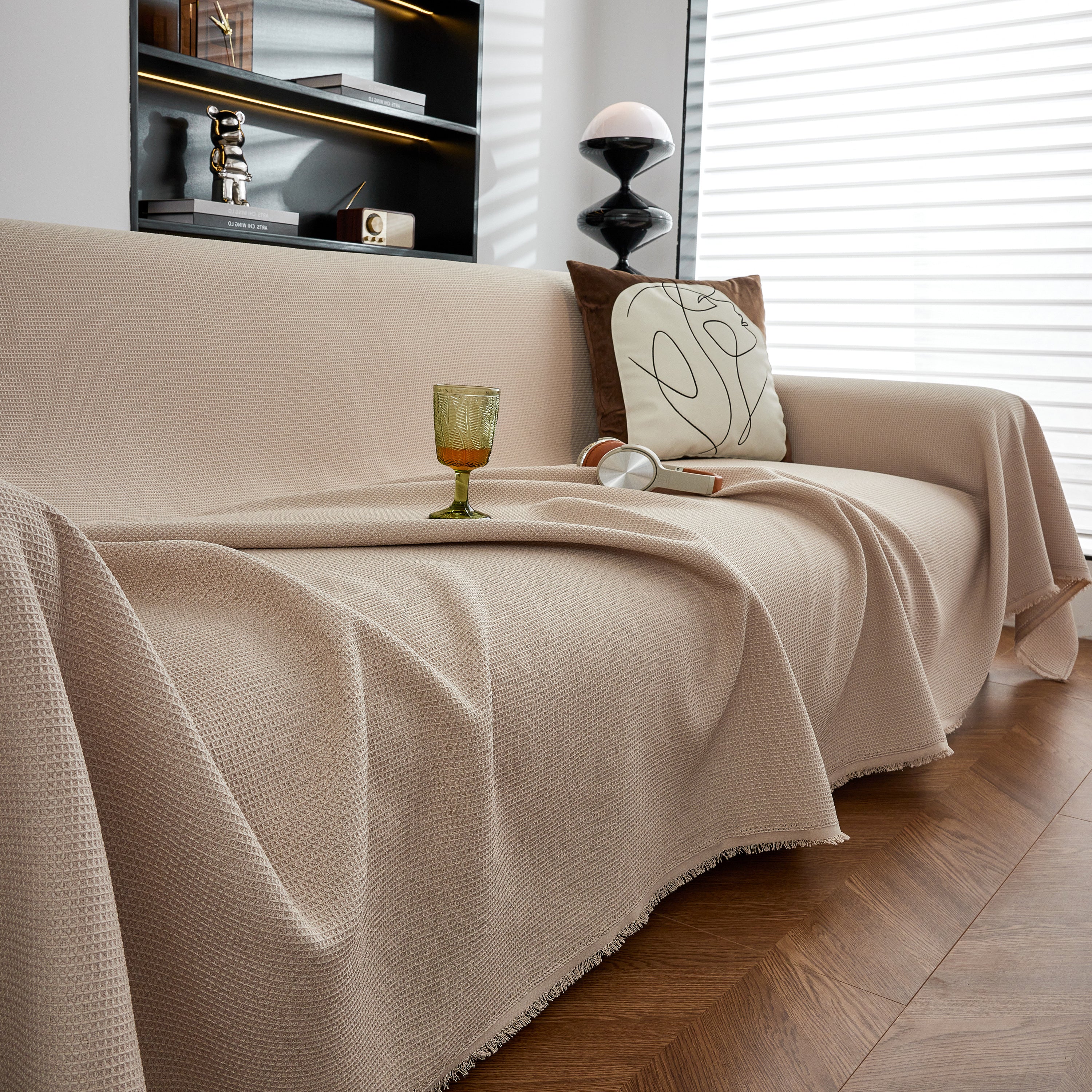 Waterproof Waffle Lattice Sofa Throw, Sofa Towel Cover For Couches, Simple Sofa Cover Blanket