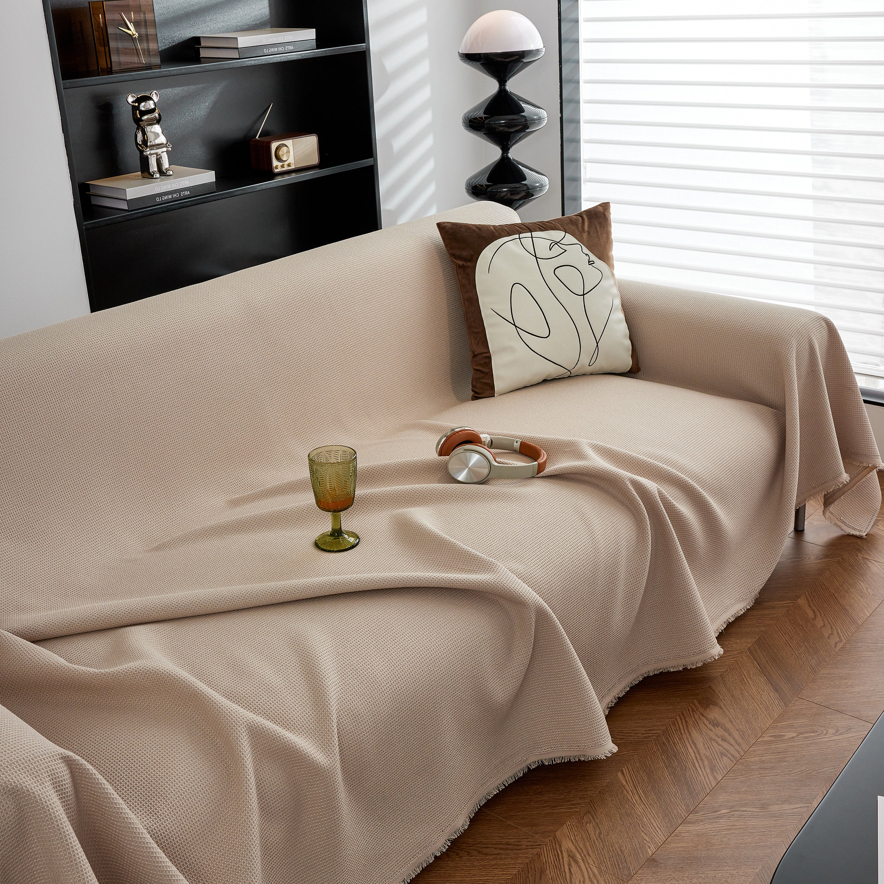 Waterproof Waffle Lattice Sofa Throw, Sofa Towel Cover For Couches, Simple Sofa Cover Blanket