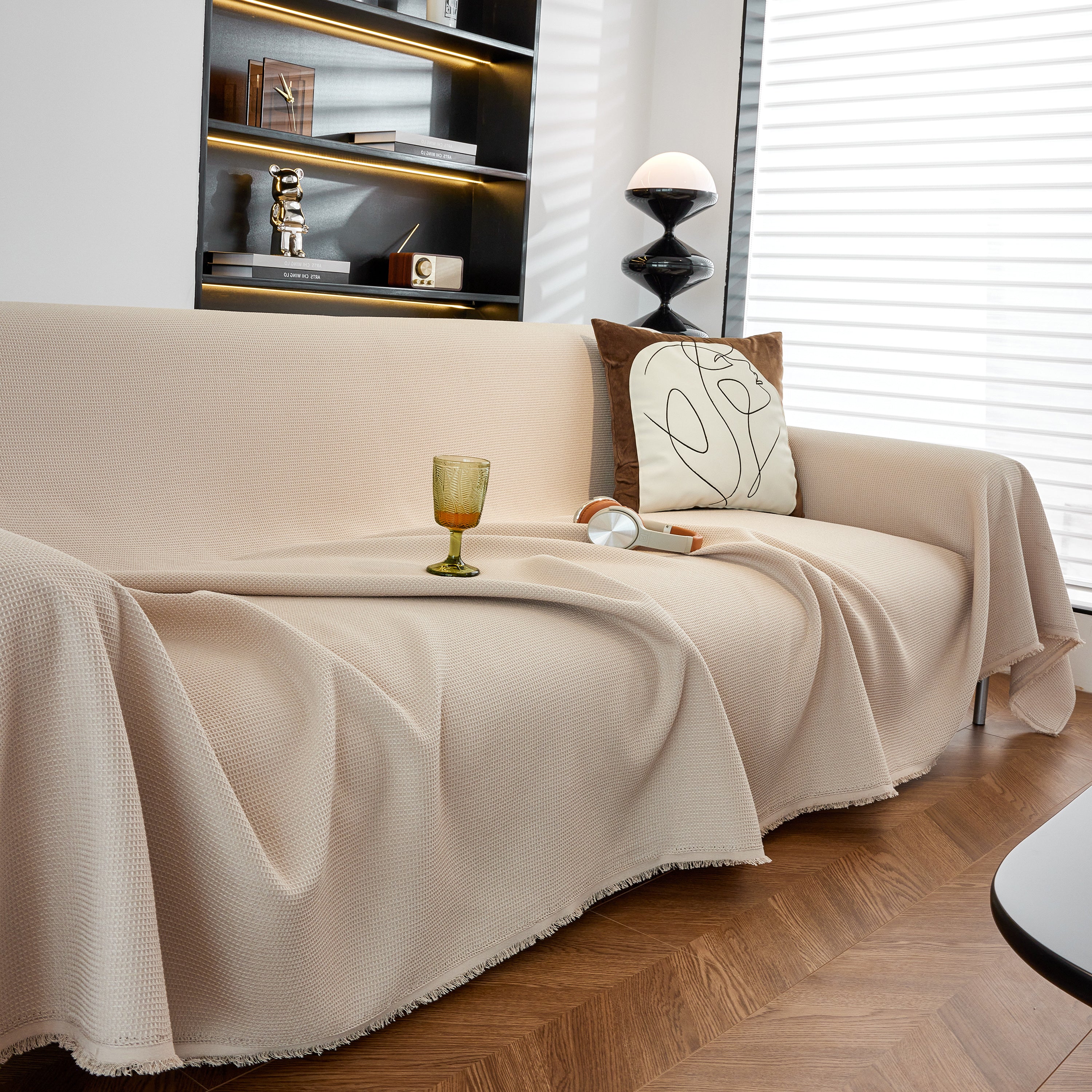 Waterproof Waffle Lattice Sofa Throw, Sofa Towel Cover For Couches, Simple Sofa Cover Blanket