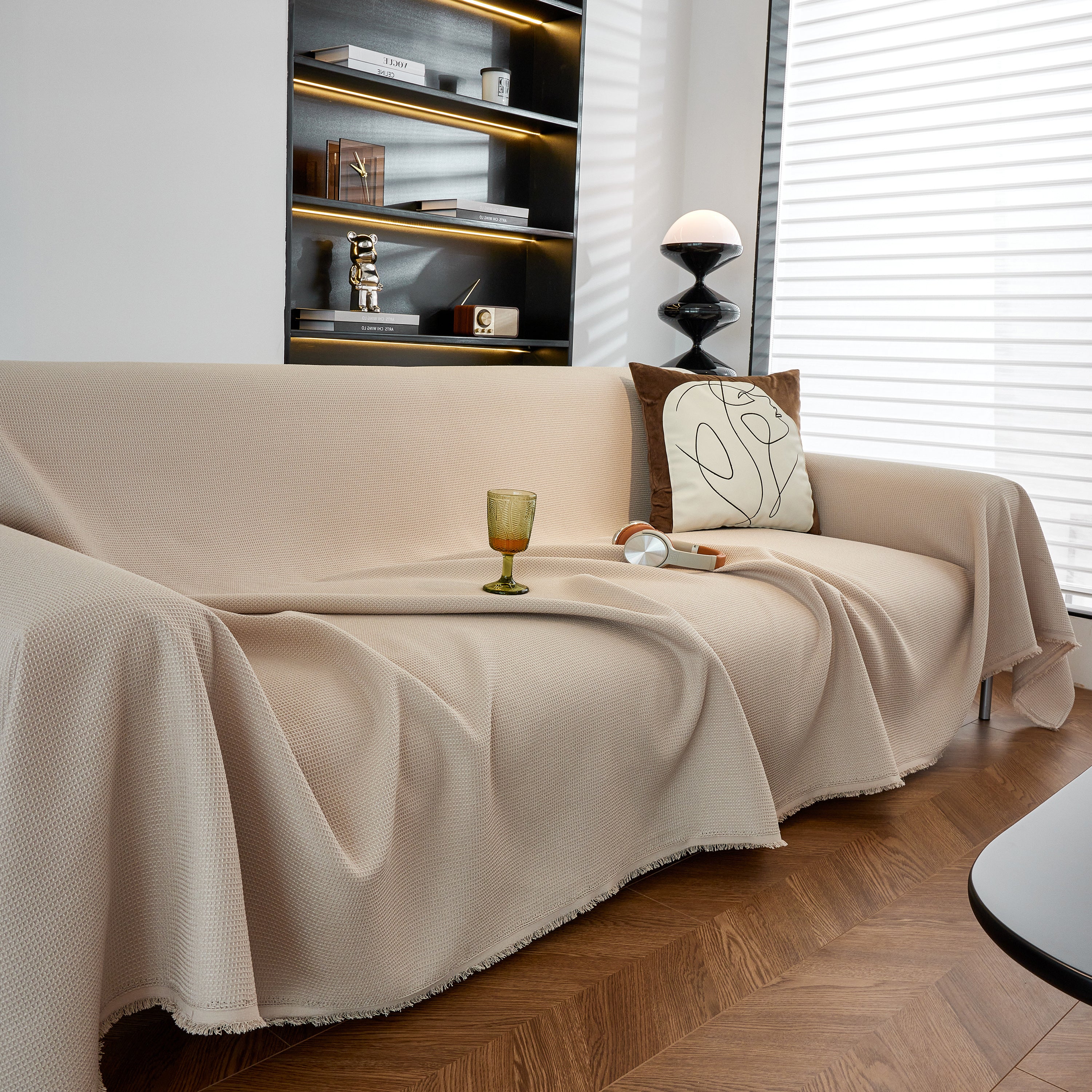 Waterproof Waffle Lattice Sofa Throw, Sofa Towel Cover For Couches, Simple Sofa Cover Blanket