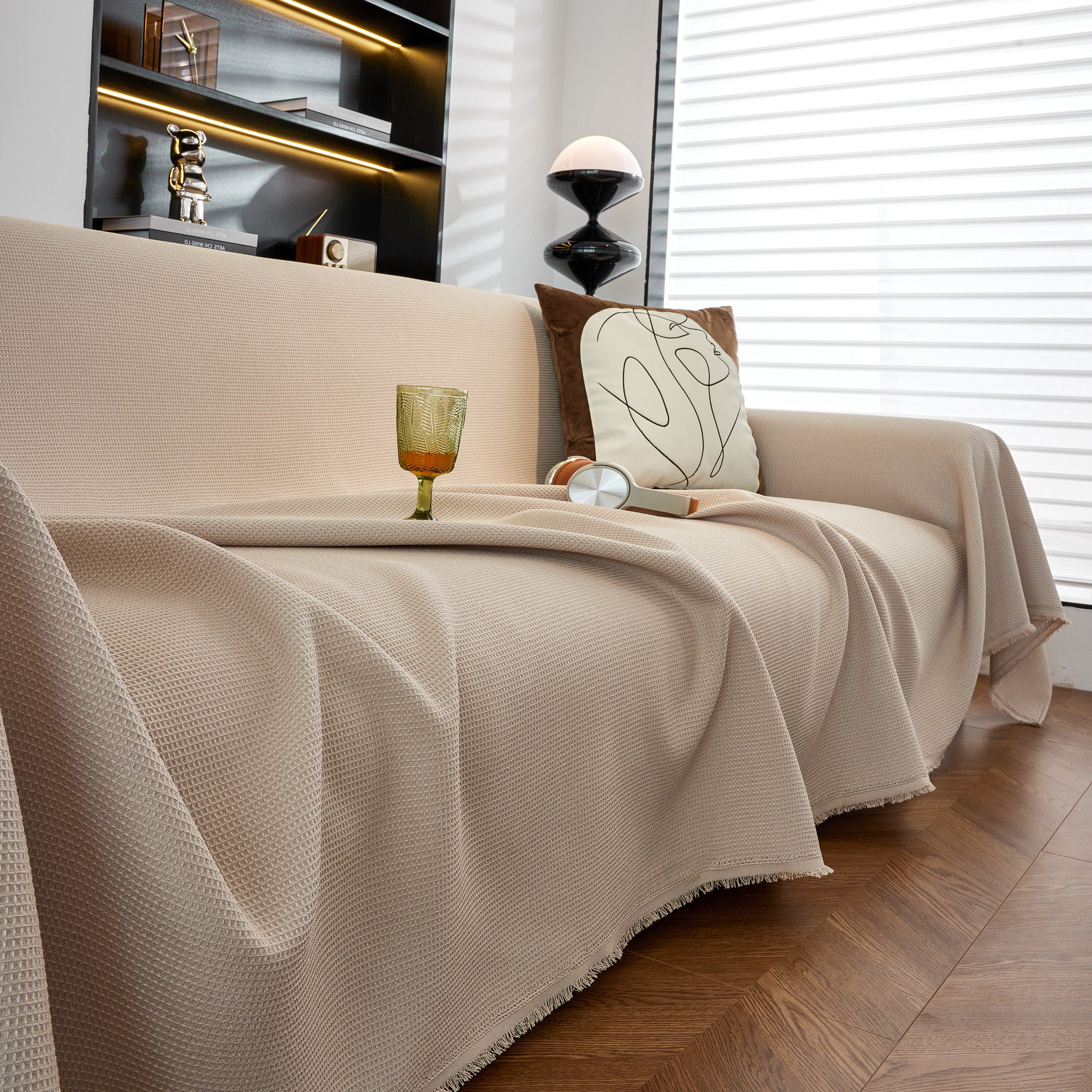 Waterproof Waffle Lattice Sofa Throw, Sofa Towel Cover For Couches, Simple Sofa Cover Blanket