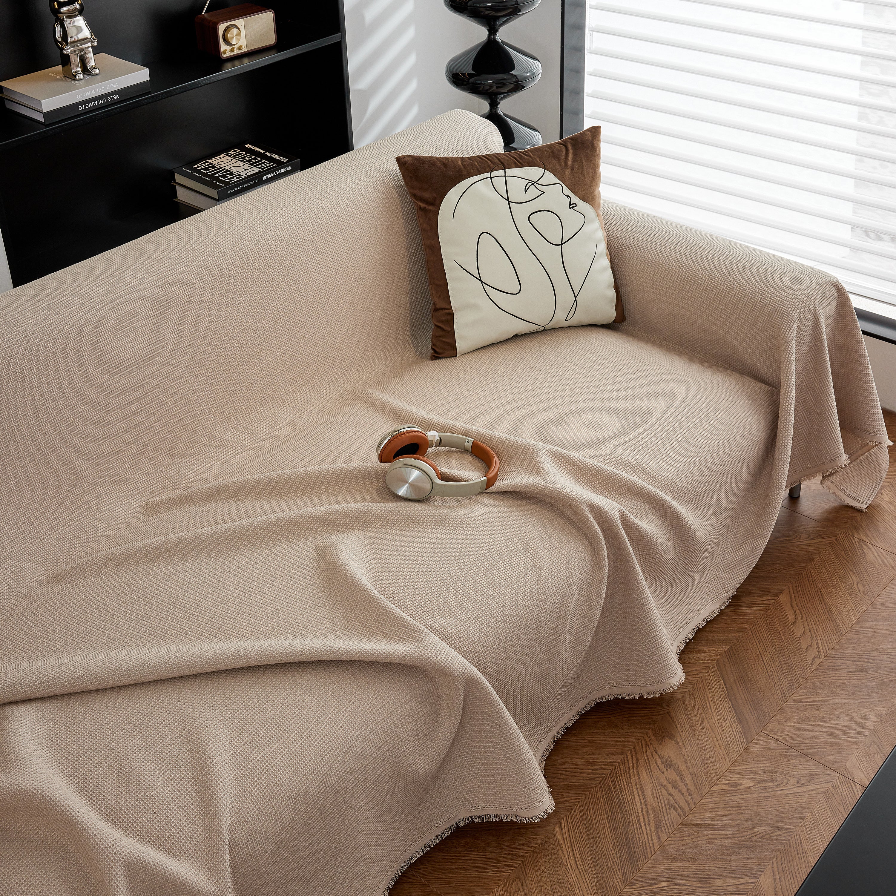 Waterproof Waffle Lattice Sofa Throw, Sofa Towel Cover For Couches, Simple Sofa Cover Blanket