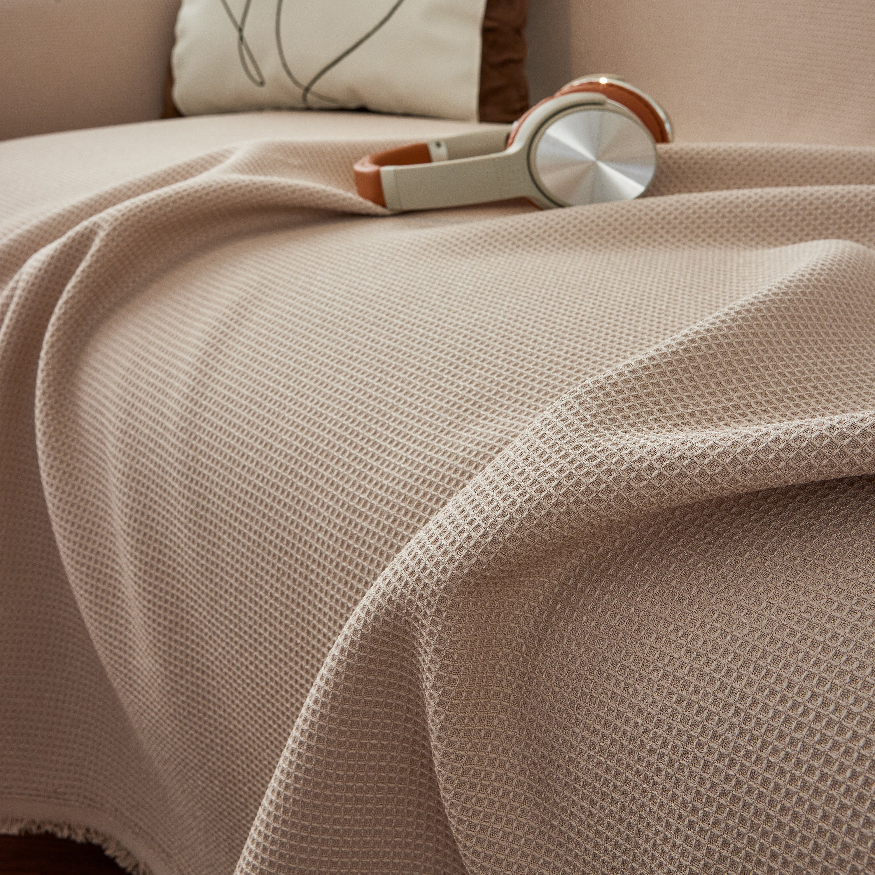 Waterproof Waffle Lattice Sofa Throw, Sofa Towel Cover For Couches, Simple Sofa Cover Blanket