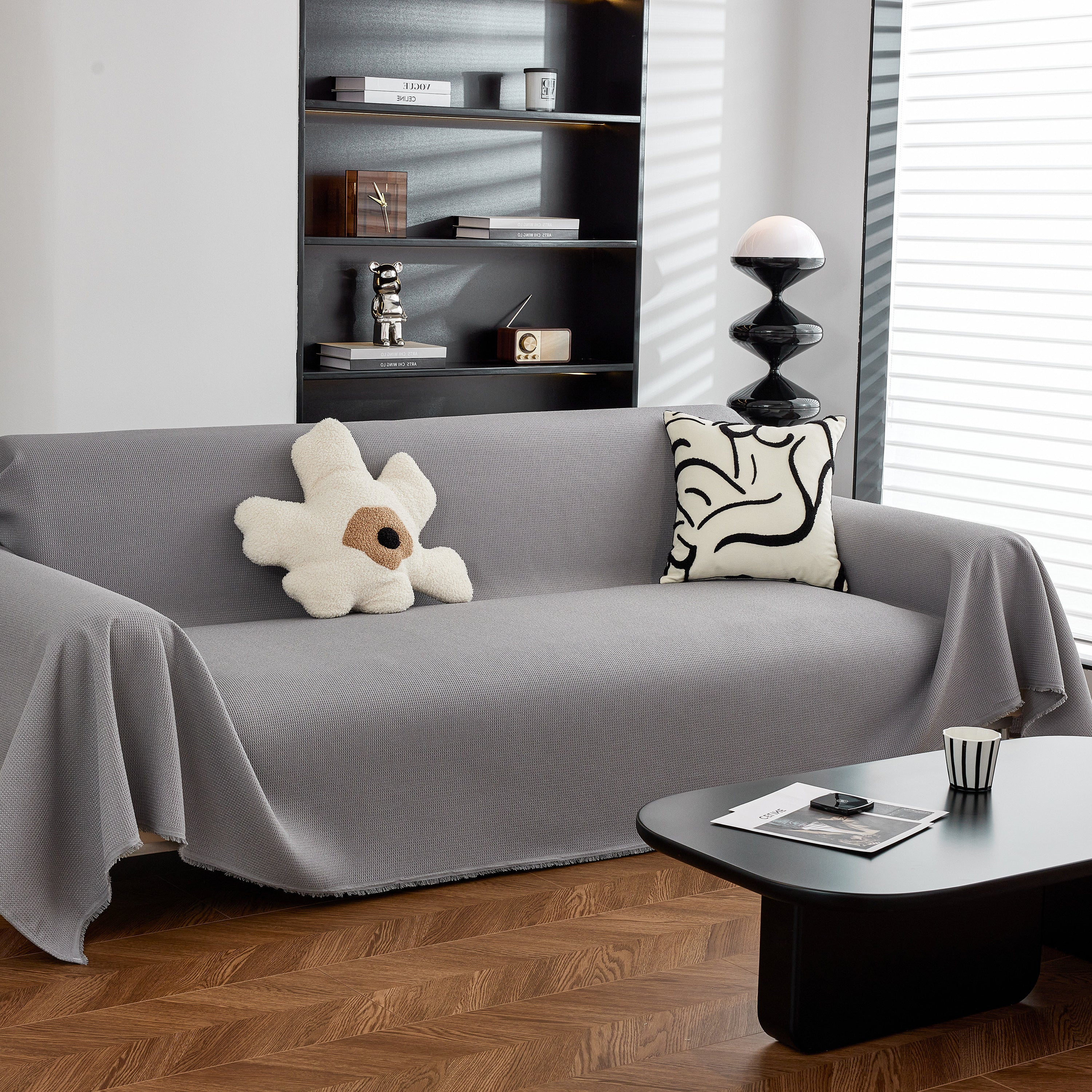 Waterproof Waffle Lattice Sofa Throw, Sofa Towel Cover For Couches, Simple Sofa Cover Blanket