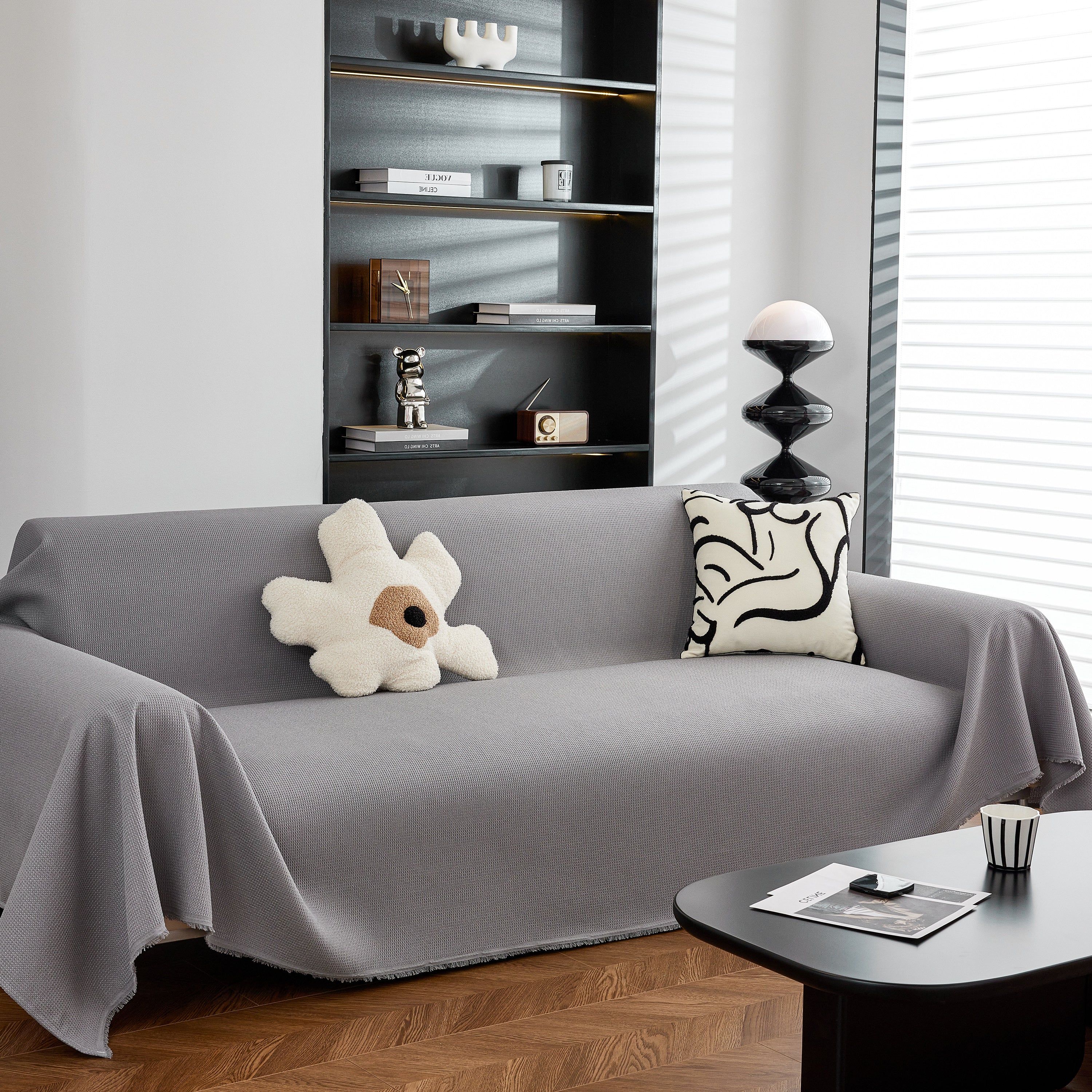 Waterproof Waffle Lattice Sofa Throw, Sofa Towel Cover For Couches, Simple Sofa Cover Blanket