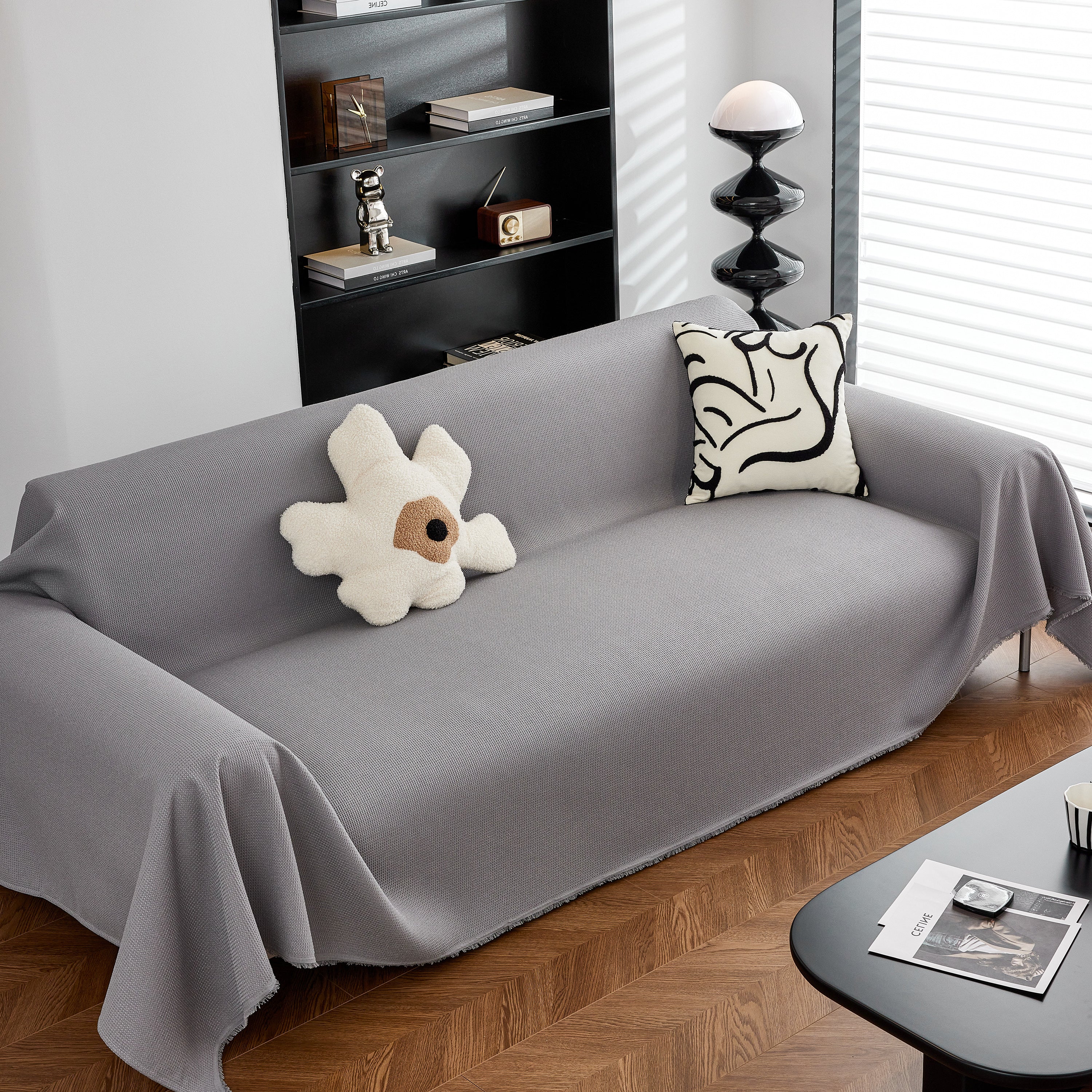 Waterproof Waffle Lattice Sofa Throw, Sofa Towel Cover For Couches, Simple Sofa Cover Blanket
