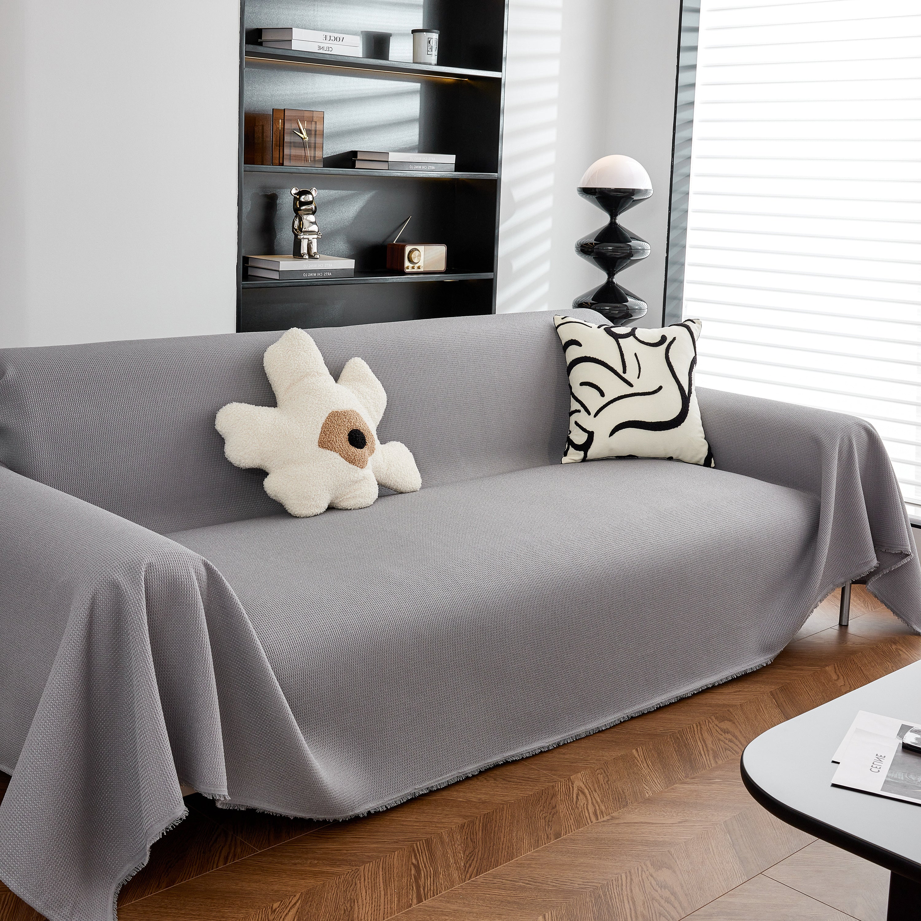 Waterproof Waffle Lattice Sofa Throw, Sofa Towel Cover For Couches, Simple Sofa Cover Blanket