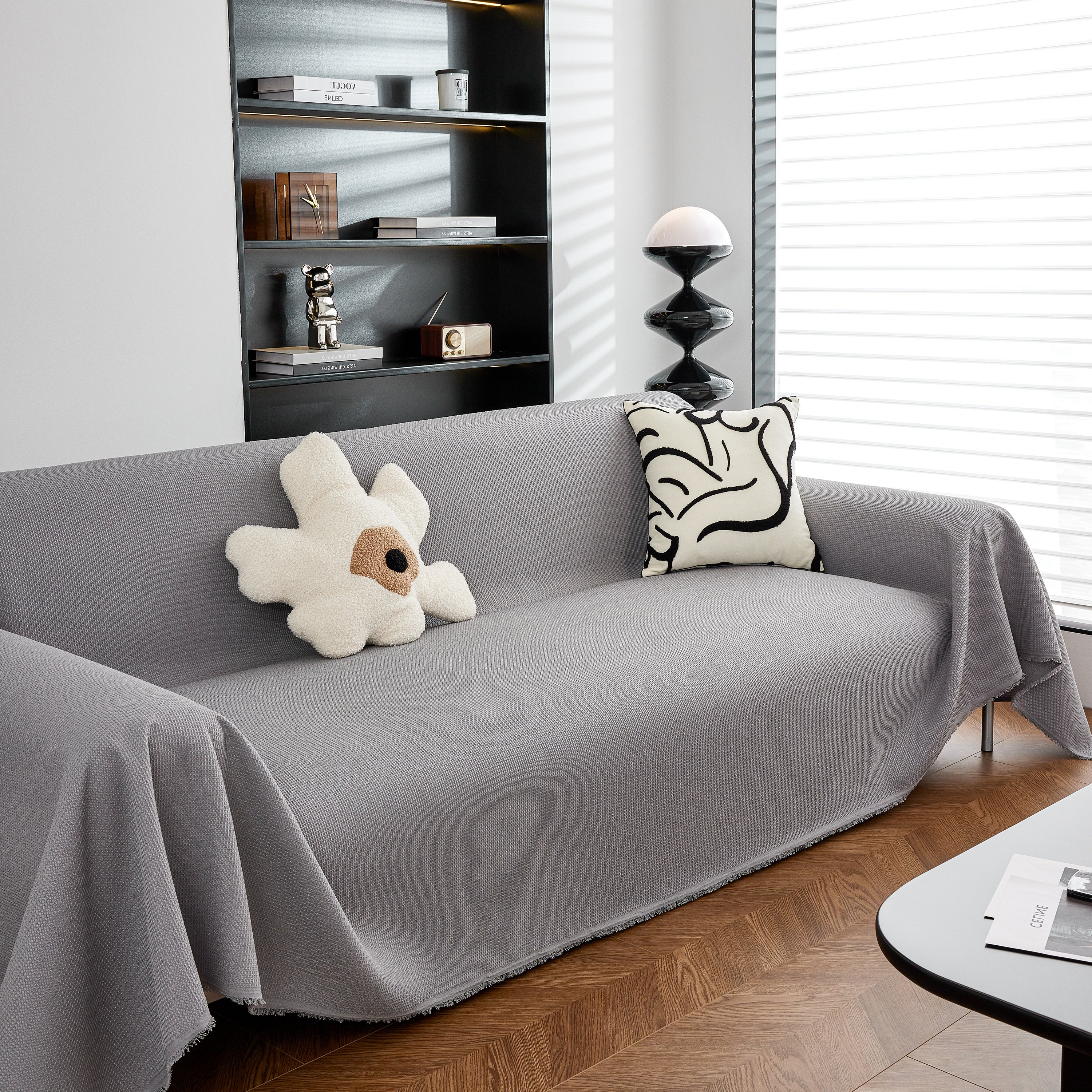 Waterproof Waffle Lattice Sofa Throw, Sofa Towel Cover For Couches, Simple Sofa Cover Blanket