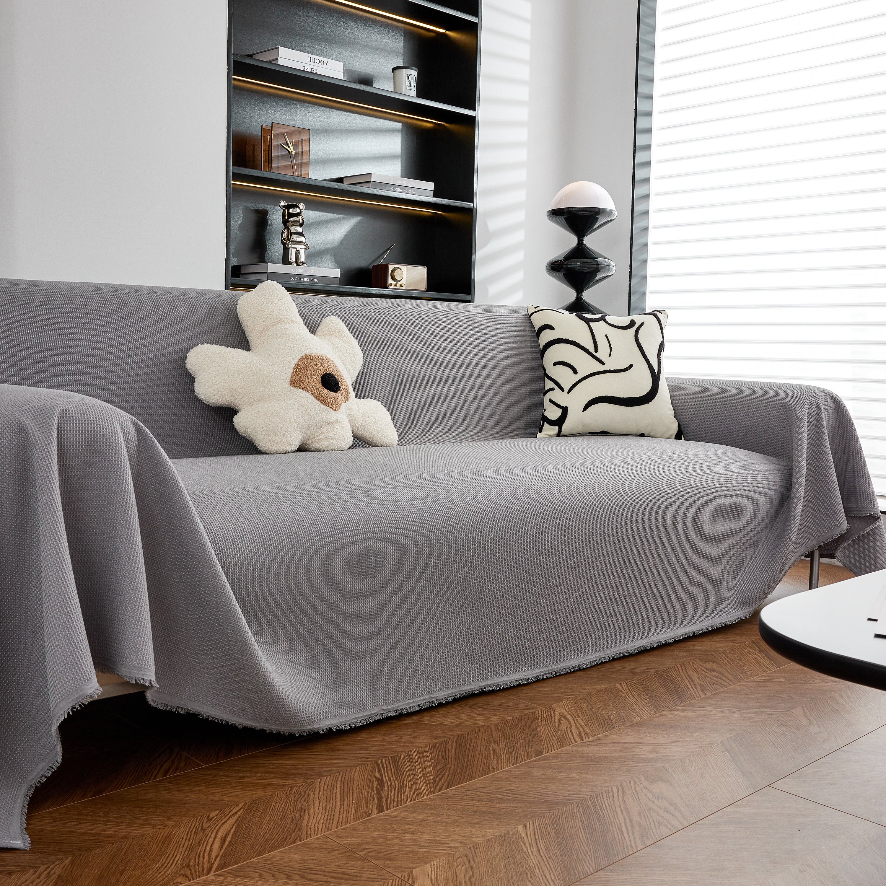 Waterproof Waffle Lattice Sofa Throw, Sofa Towel Cover For Couches, Simple Sofa Cover Blanket