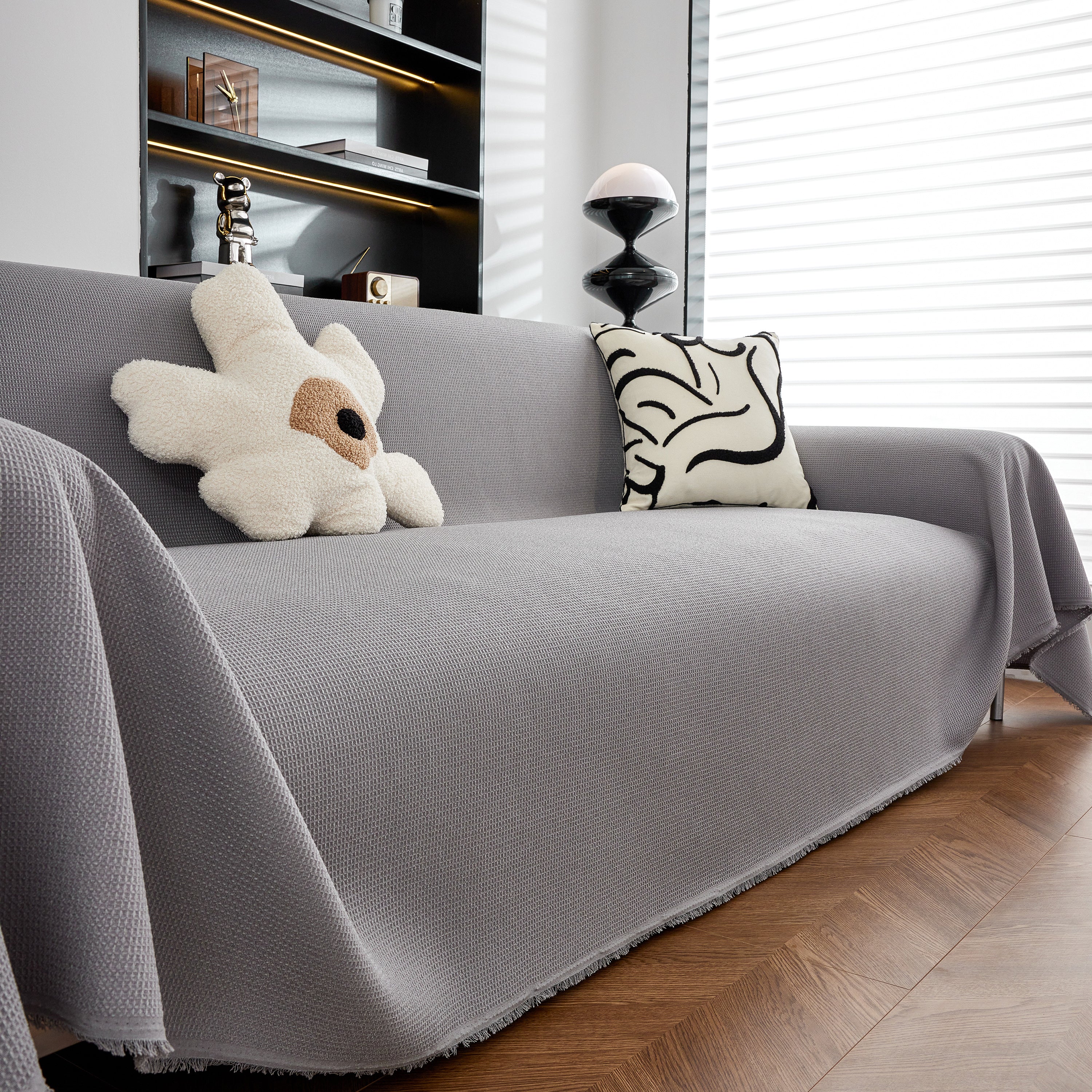 Waterproof Waffle Lattice Sofa Throw, Sofa Towel Cover For Couches, Simple Sofa Cover Blanket