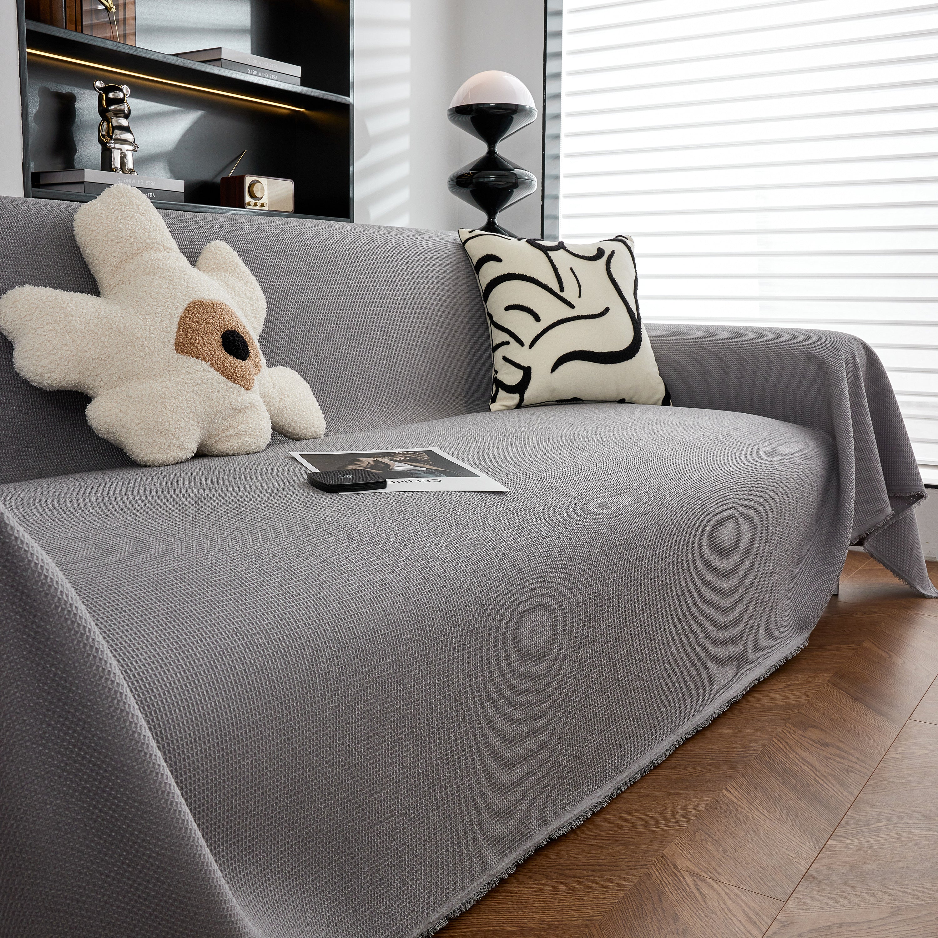Waterproof Waffle Lattice Sofa Throw, Sofa Towel Cover For Couches, Simple Sofa Cover Blanket