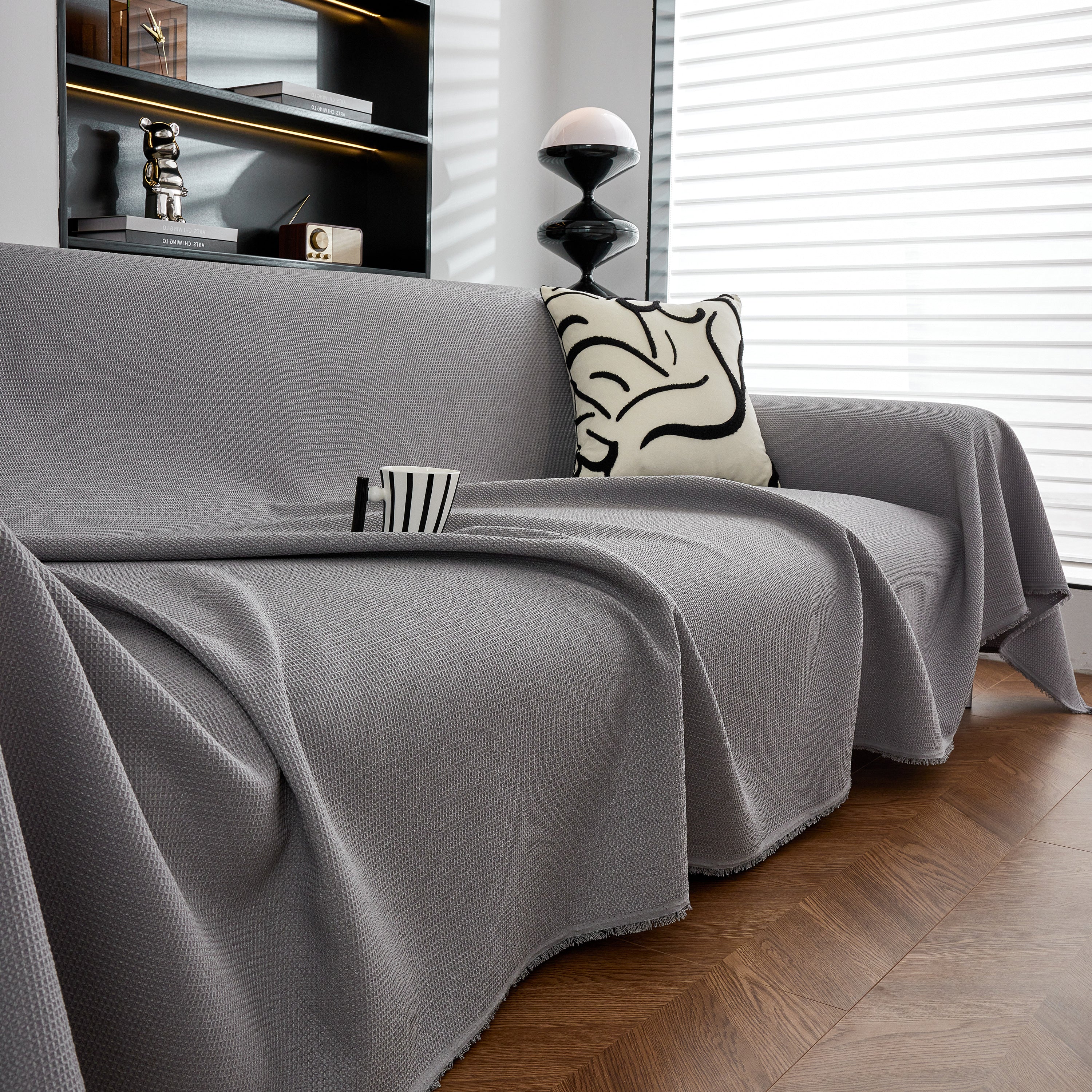 Waterproof Waffle Lattice Sofa Throw, Sofa Towel Cover For Couches, Simple Sofa Cover Blanket