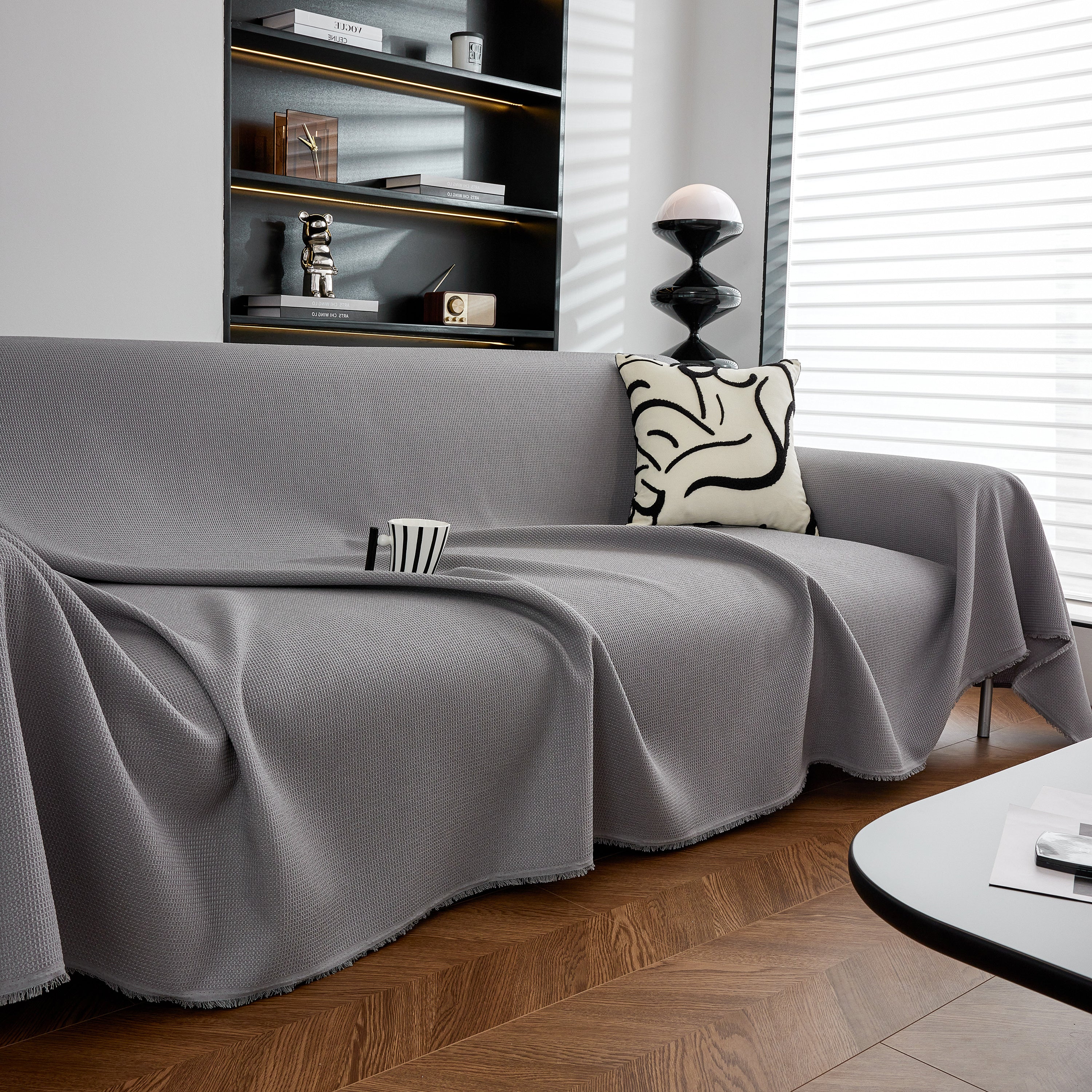 Waterproof Waffle Lattice Sofa Throw, Sofa Towel Cover For Couches, Simple Sofa Cover Blanket