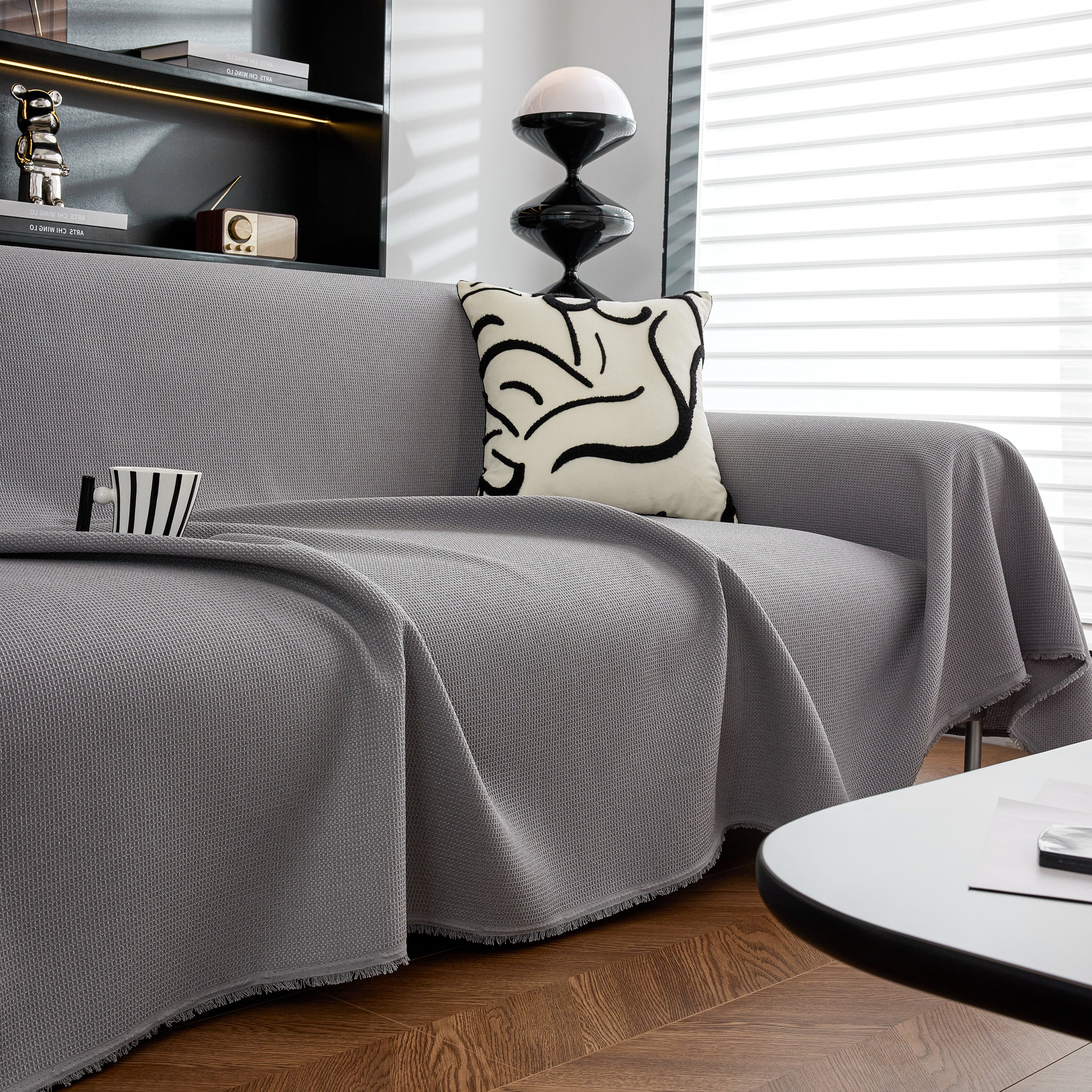 Waterproof Waffle Lattice Sofa Throw, Sofa Towel Cover For Couches, Simple Sofa Cover Blanket
