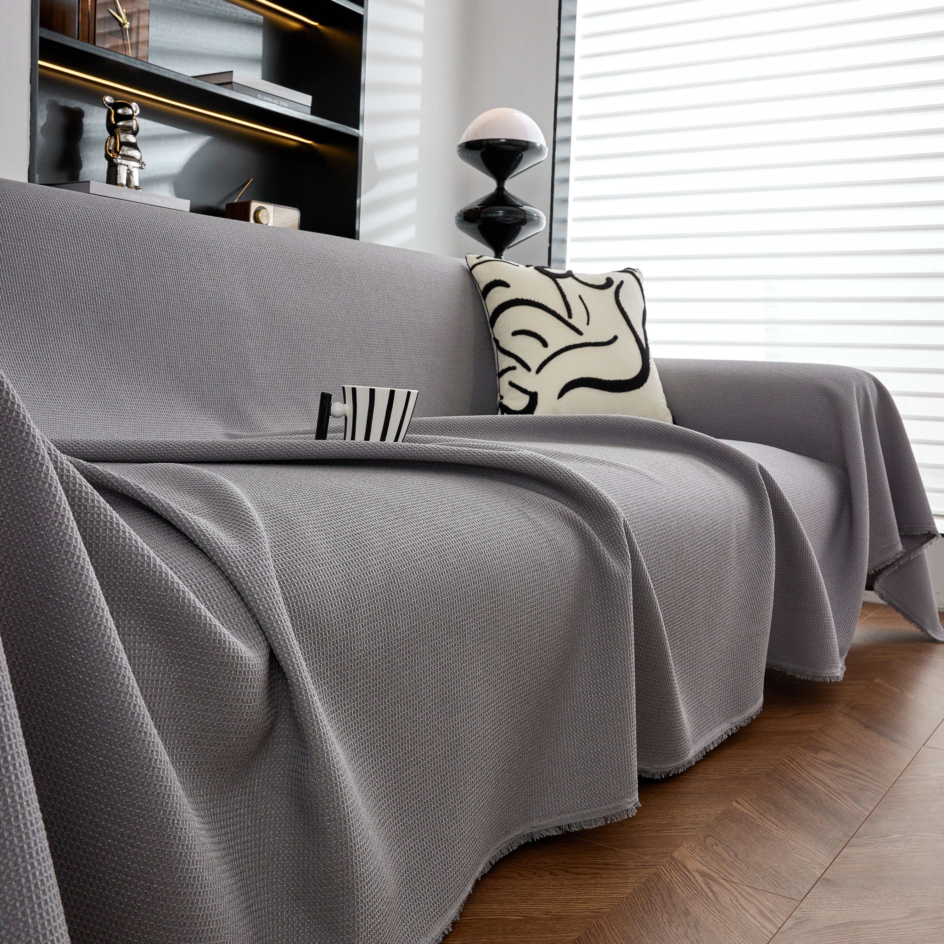 Waterproof Waffle Lattice Sofa Throw, Sofa Towel Cover For Couches, Simple Sofa Cover Blanket
