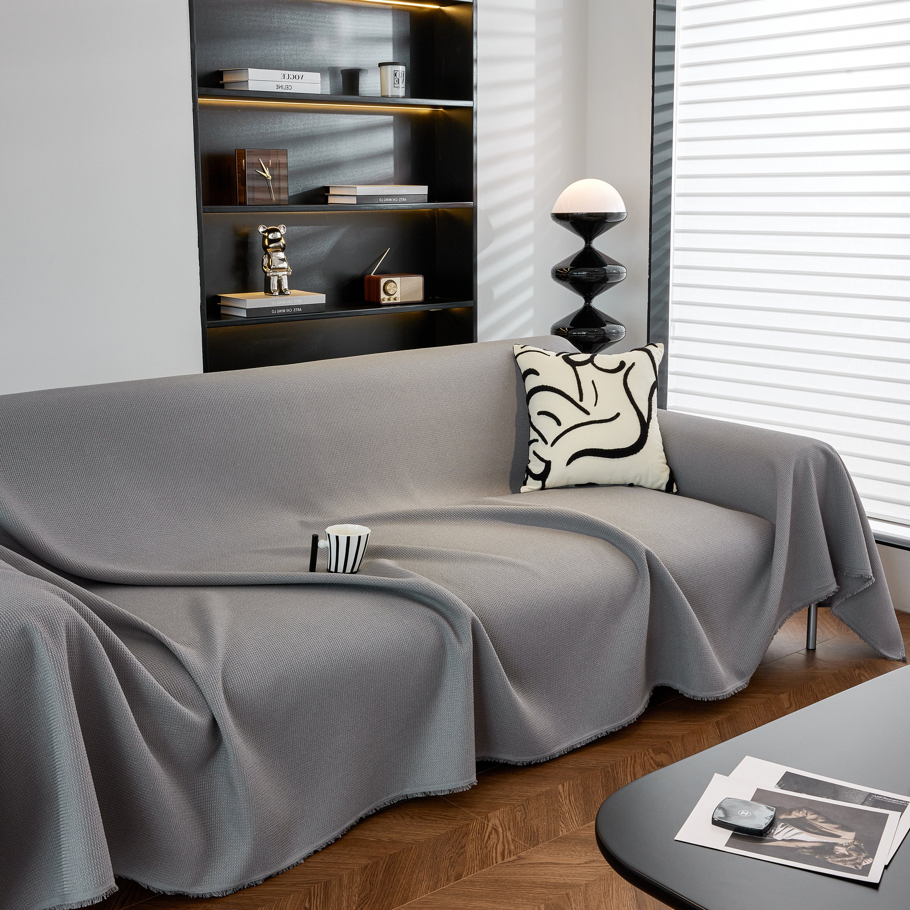 Waterproof Waffle Lattice Sofa Throw, Sofa Towel Cover For Couches, Simple Sofa Cover Blanket