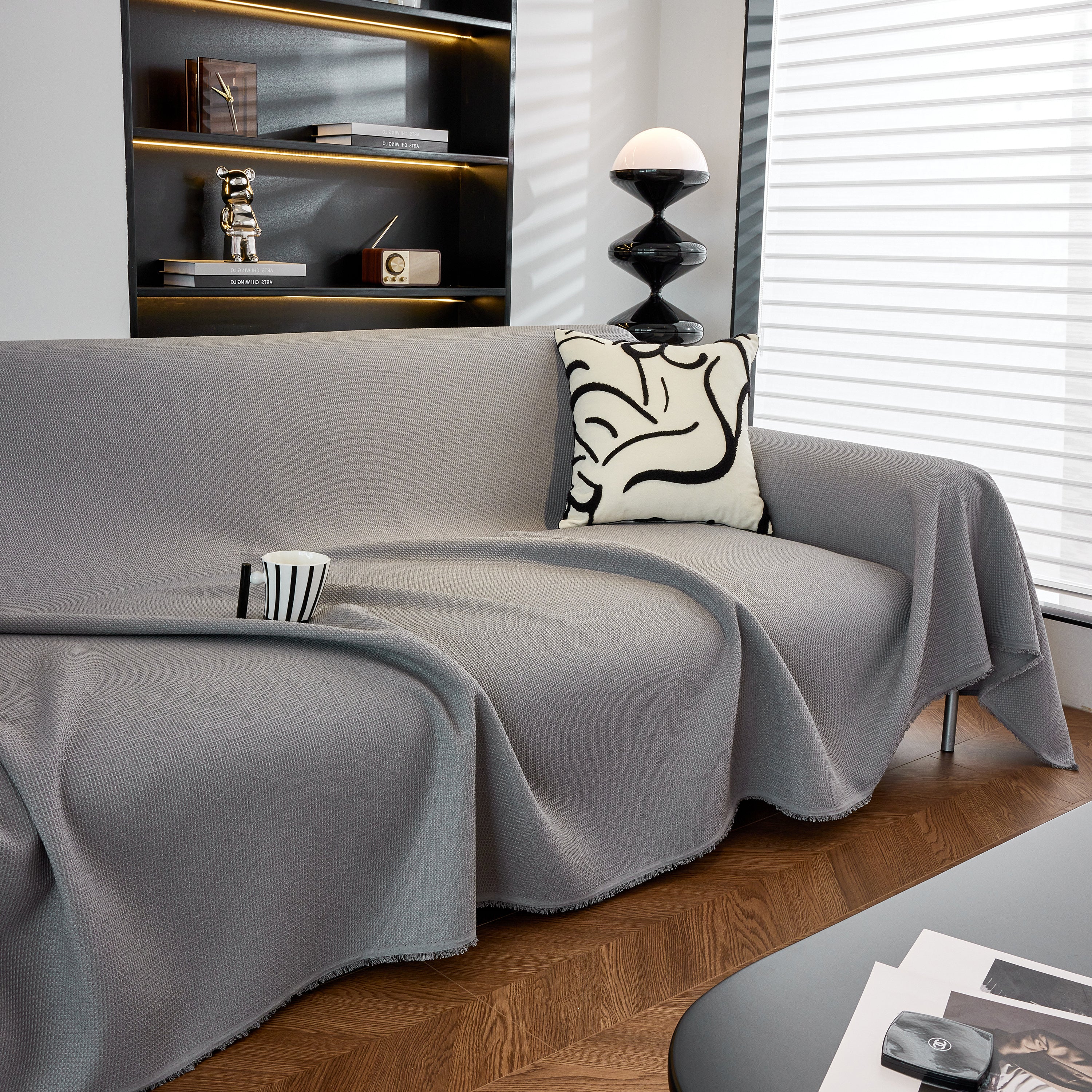 Waterproof Waffle Lattice Sofa Throw, Sofa Towel Cover For Couches, Simple Sofa Cover Blanket