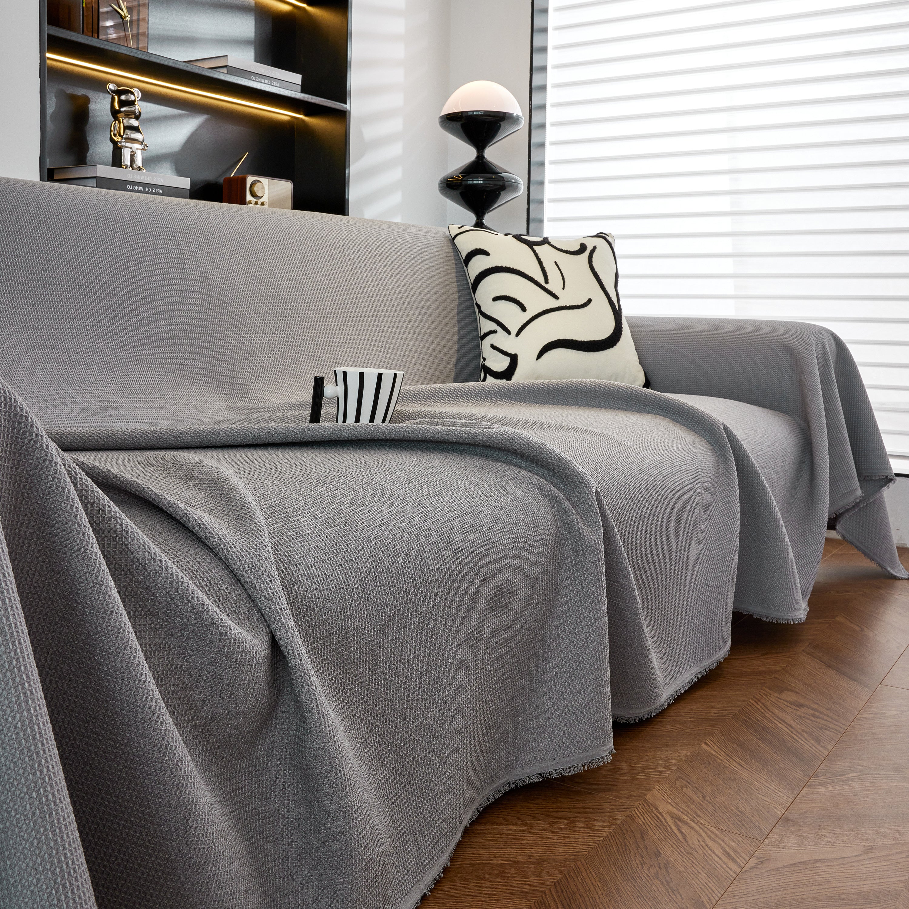 Waterproof Waffle Lattice Sofa Throw, Sofa Towel Cover For Couches, Simple Sofa Cover Blanket