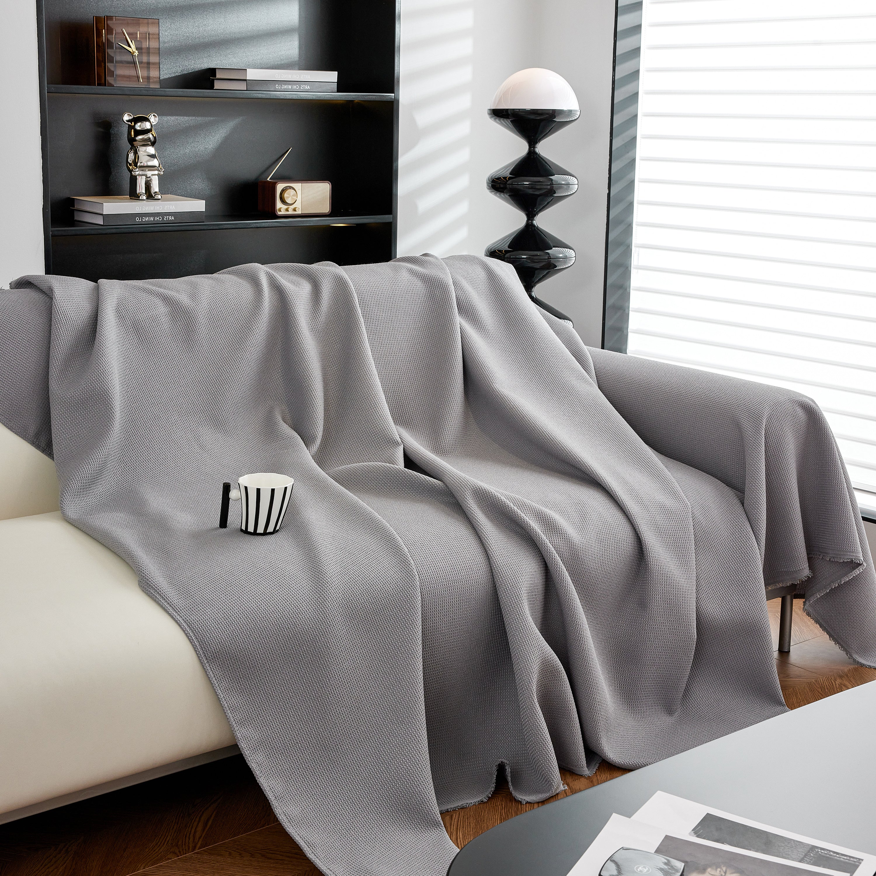 Waterproof Waffle Lattice Sofa Throw, Sofa Towel Cover For Couches, Simple Sofa Cover Blanket