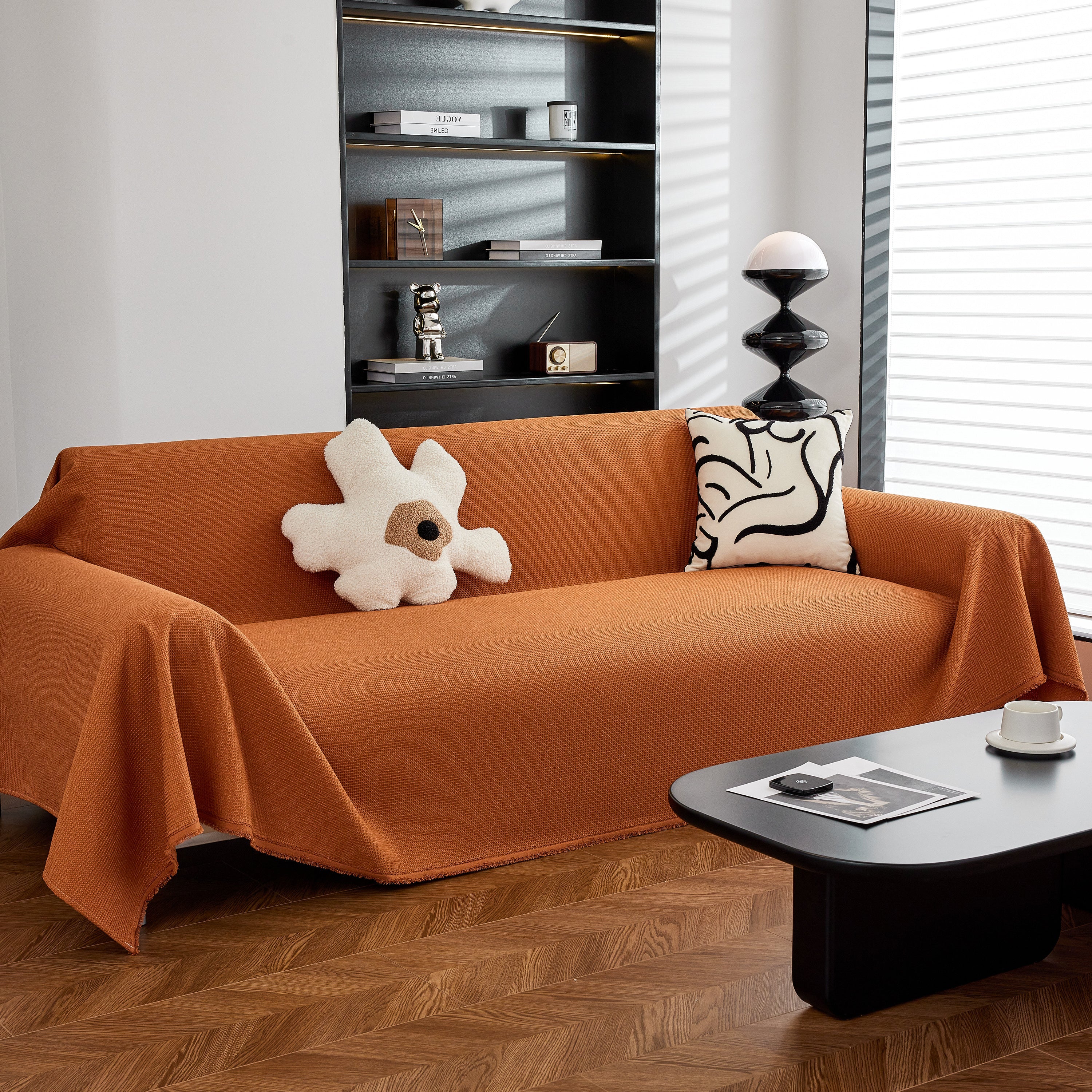 Waterproof Waffle Lattice Sofa Throw, Sofa Towel Cover For Couches, Simple Sofa Cover Blanket