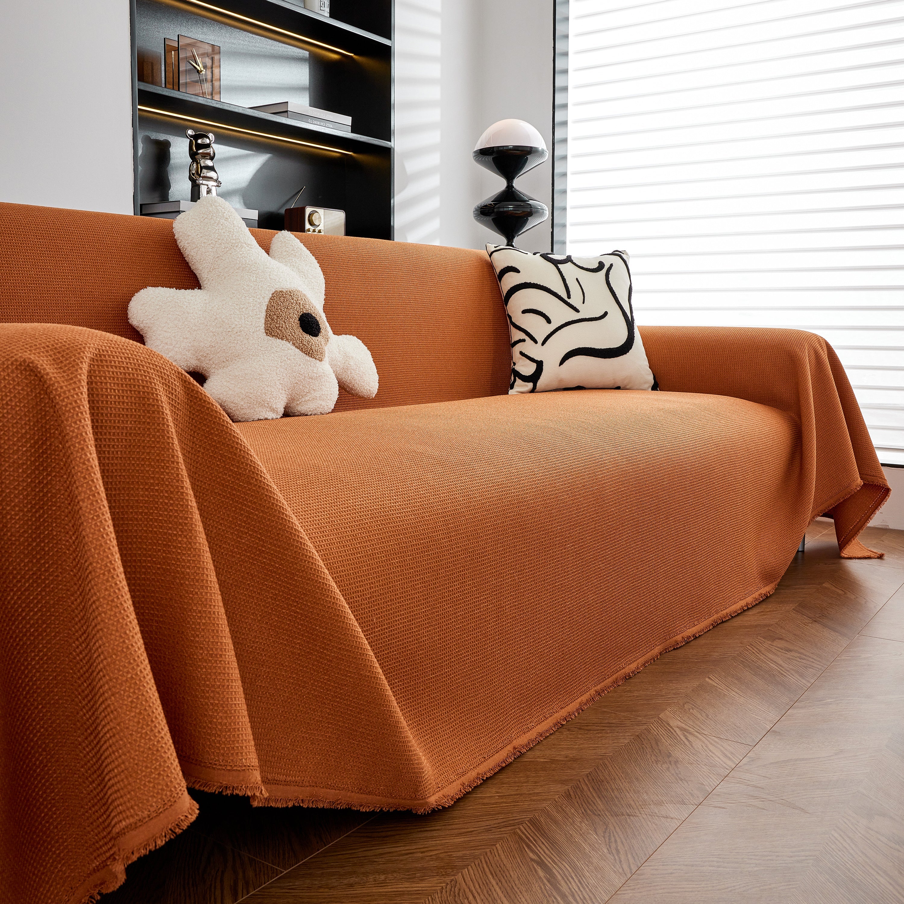 Waterproof Waffle Lattice Sofa Throw, Sofa Towel Cover For Couches, Simple Sofa Cover Blanket